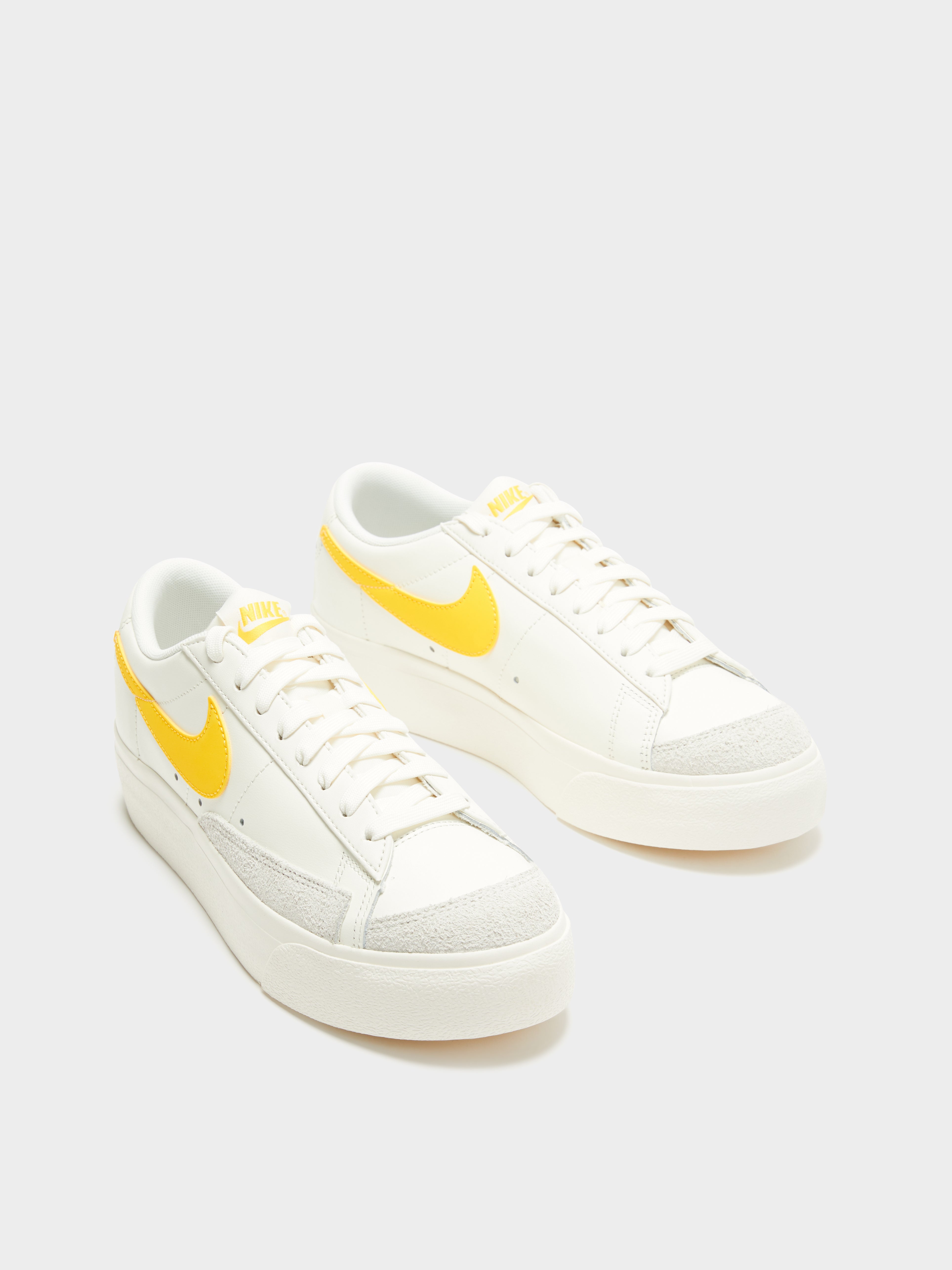 Womens Blazer Low Platform Sneakers in White & Yellow