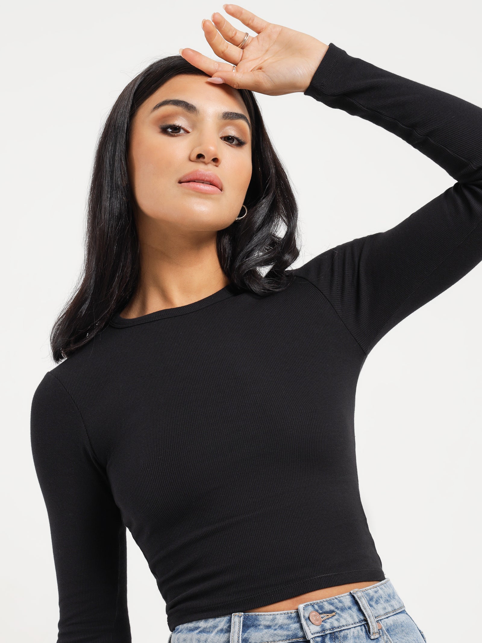 Greta Long Sleeve T-Shirt in Black