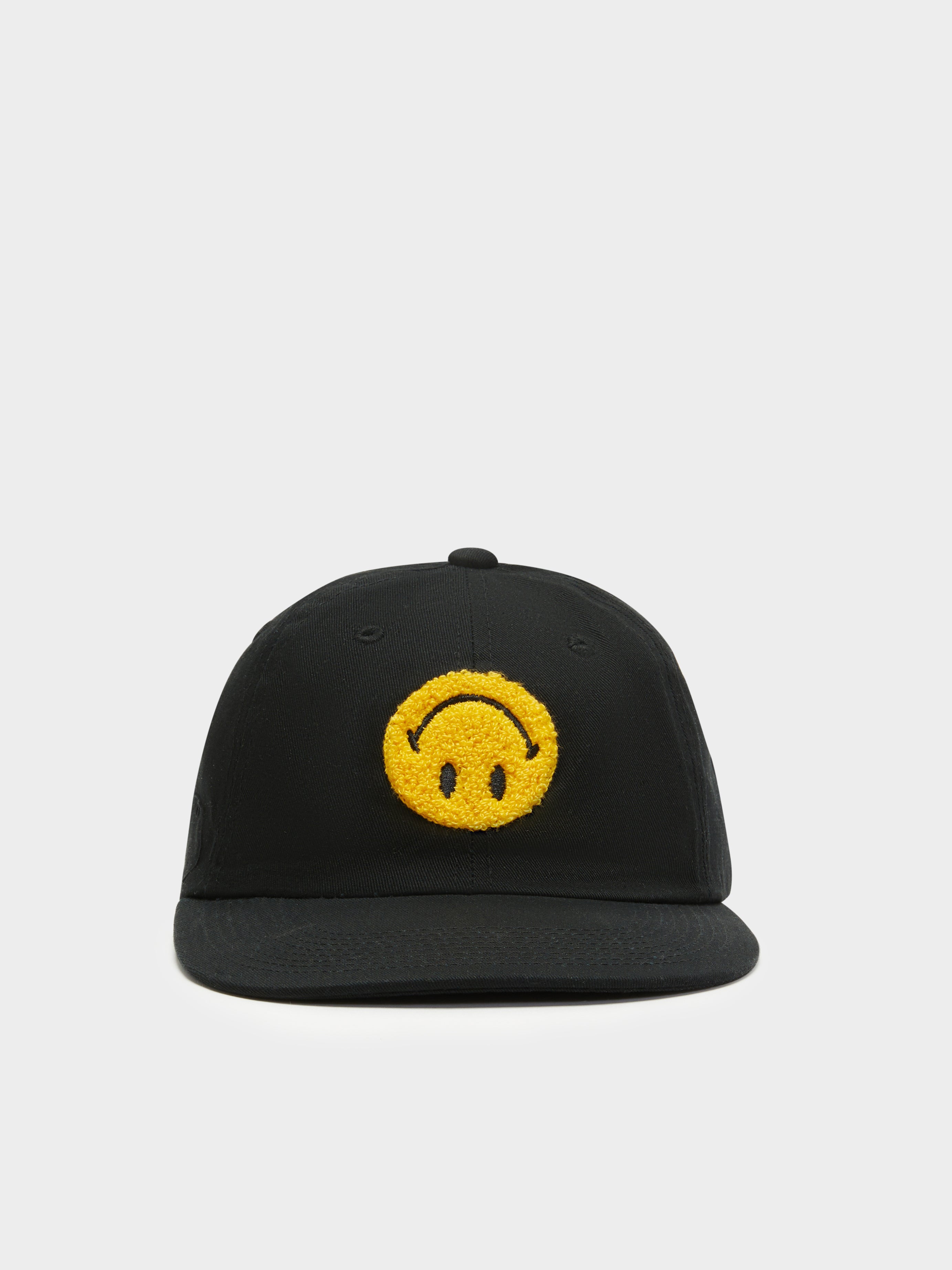 Smiley Upside Down 6 Panel Hat - Black