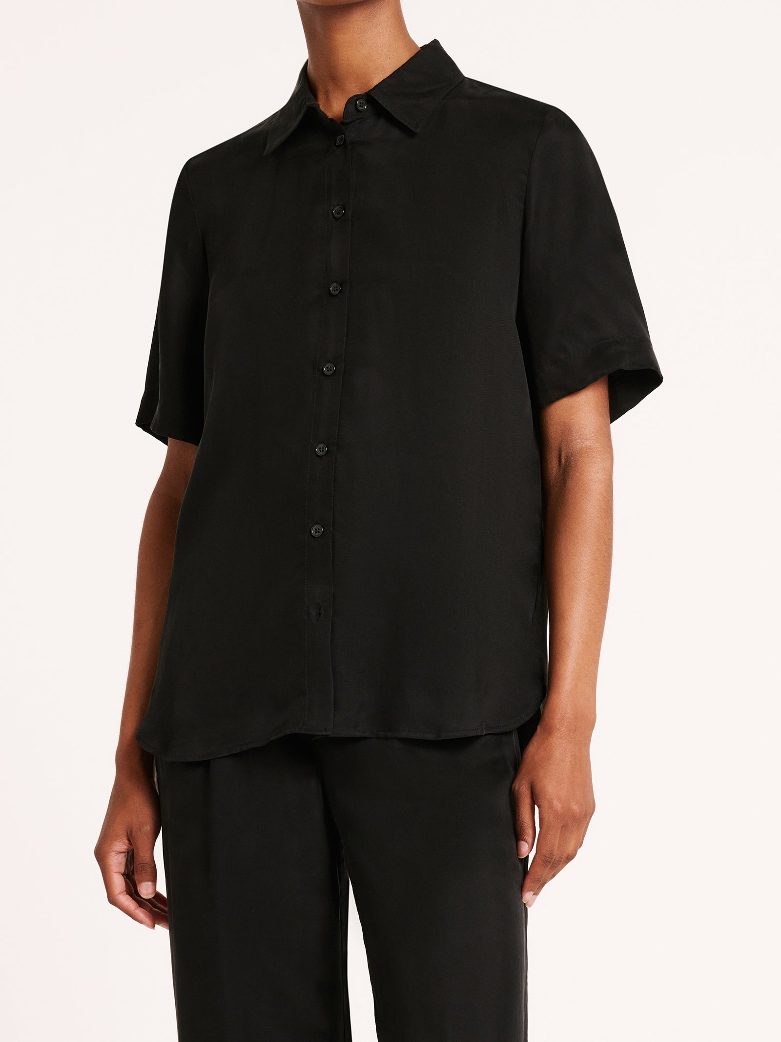 Lea Cupro Shirt in Black