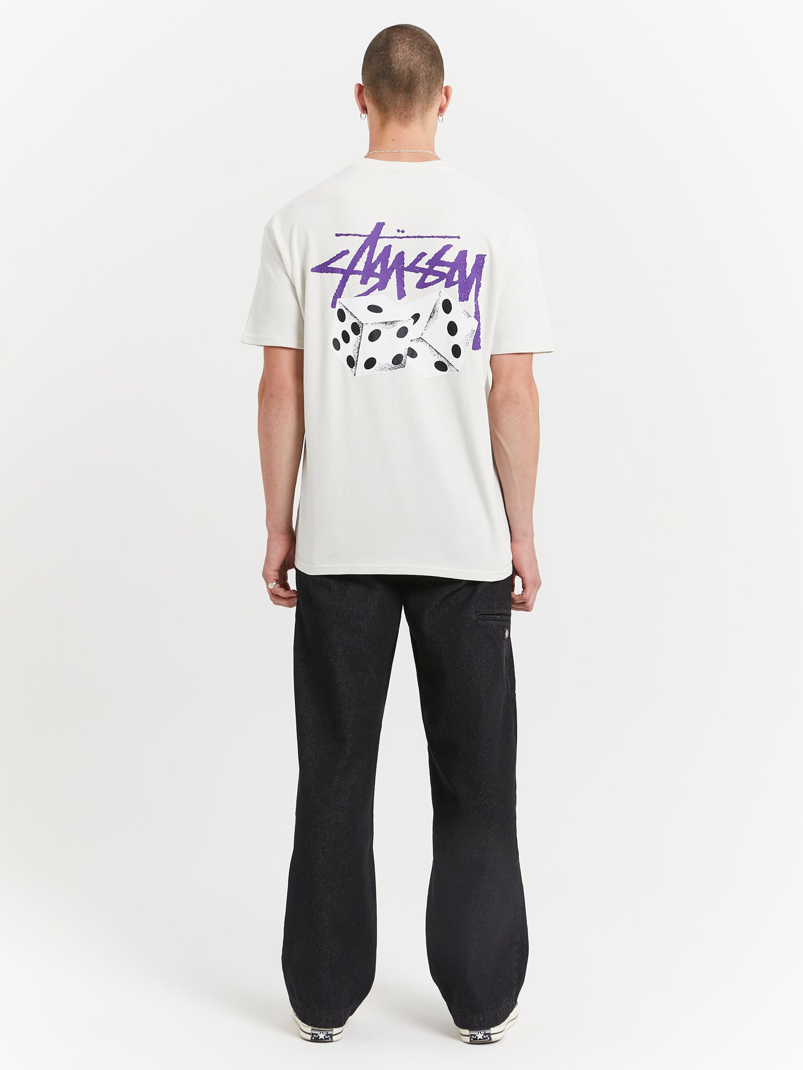 Pair Of Dice Solid Heavyweight T-Shirt in White & Purple