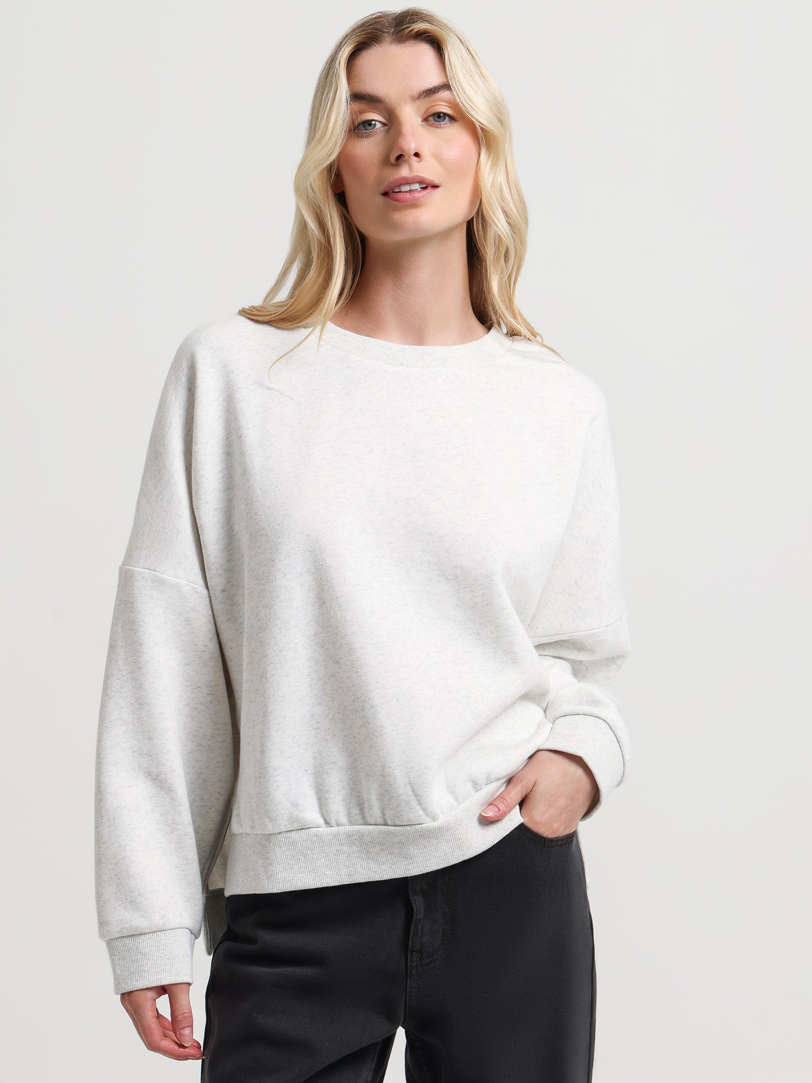 Carter Classic Oversized Sweat in Snow Marle