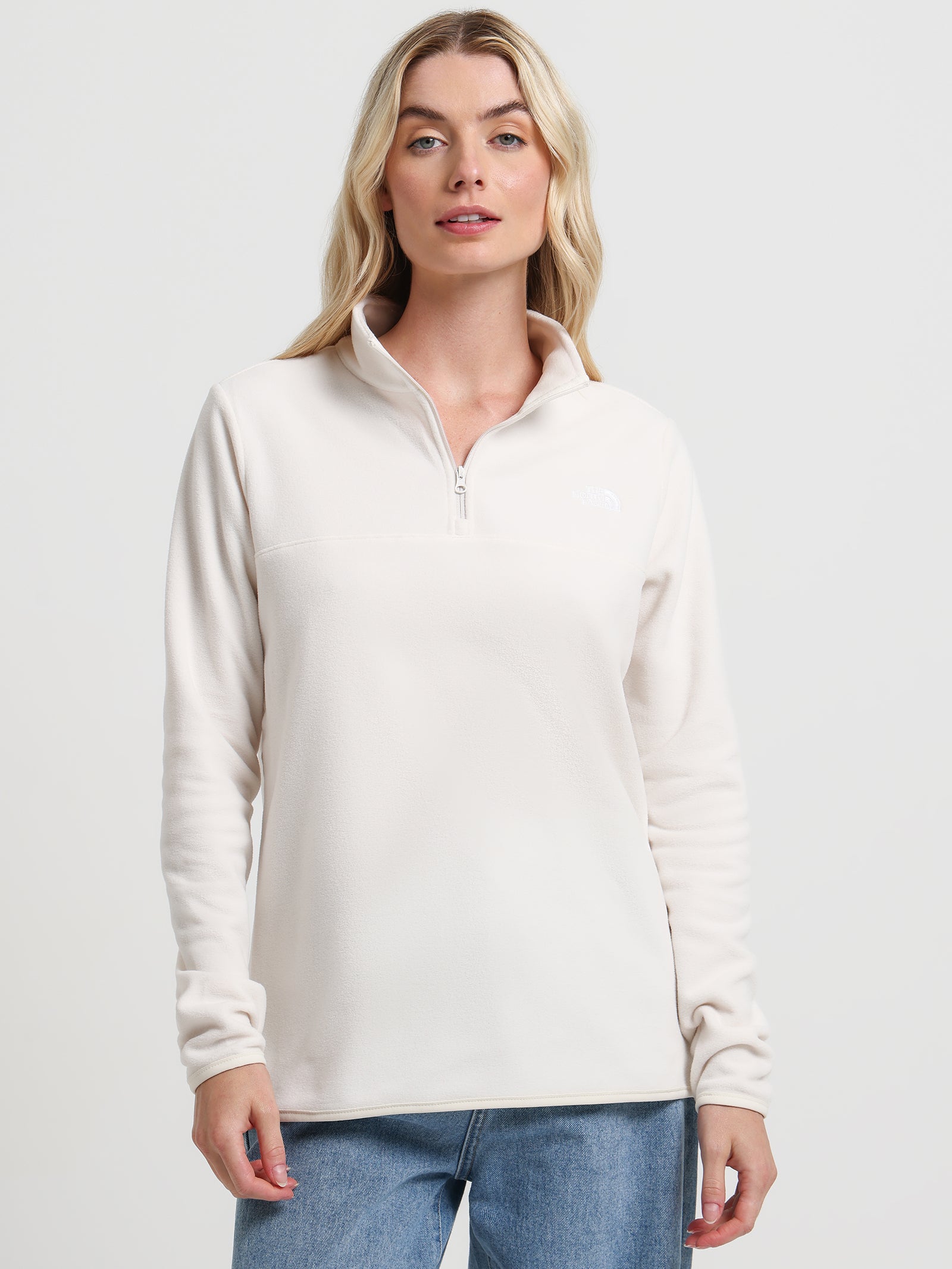 TKA Glacier 1/4 Zip Pull-Over Fleece Sweater in White Gardenia