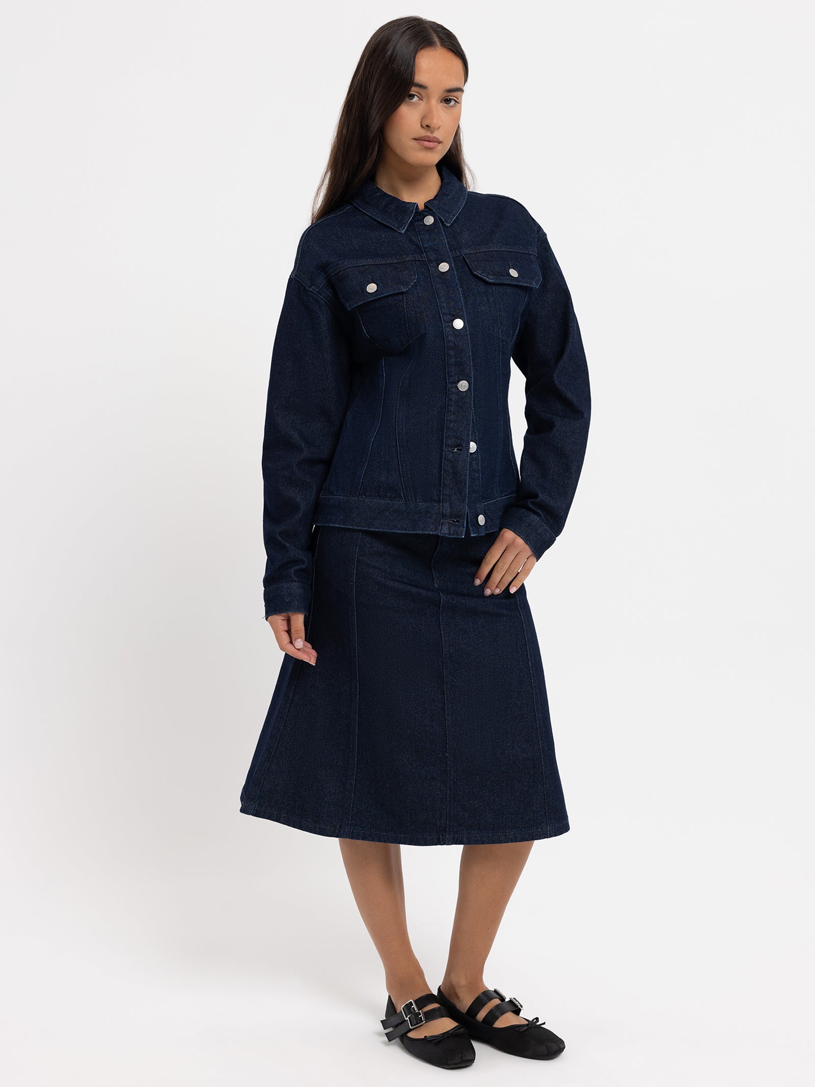 Alma Denim Midi Skirt