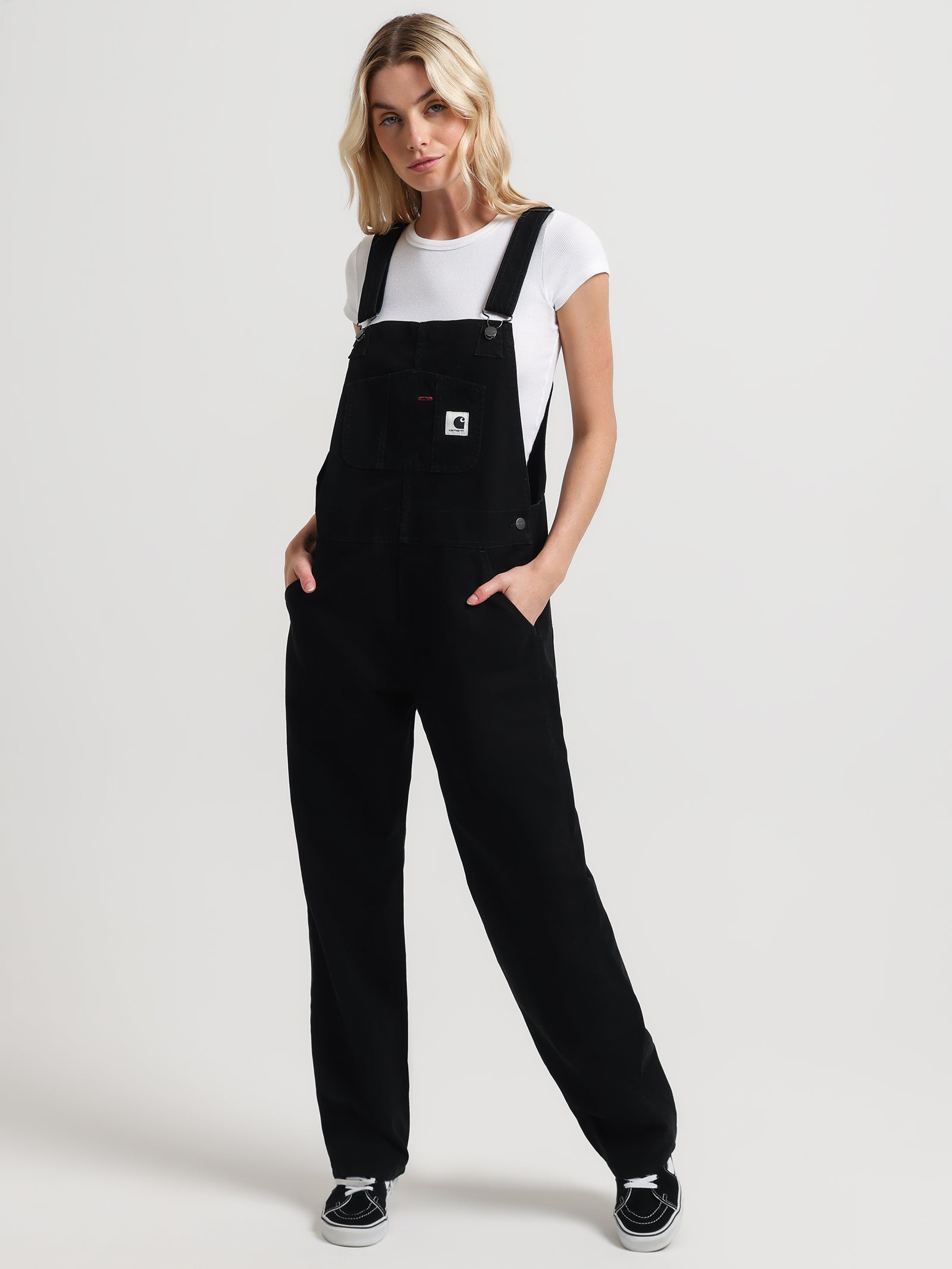 Bib Straight-Leg Overalls in Black