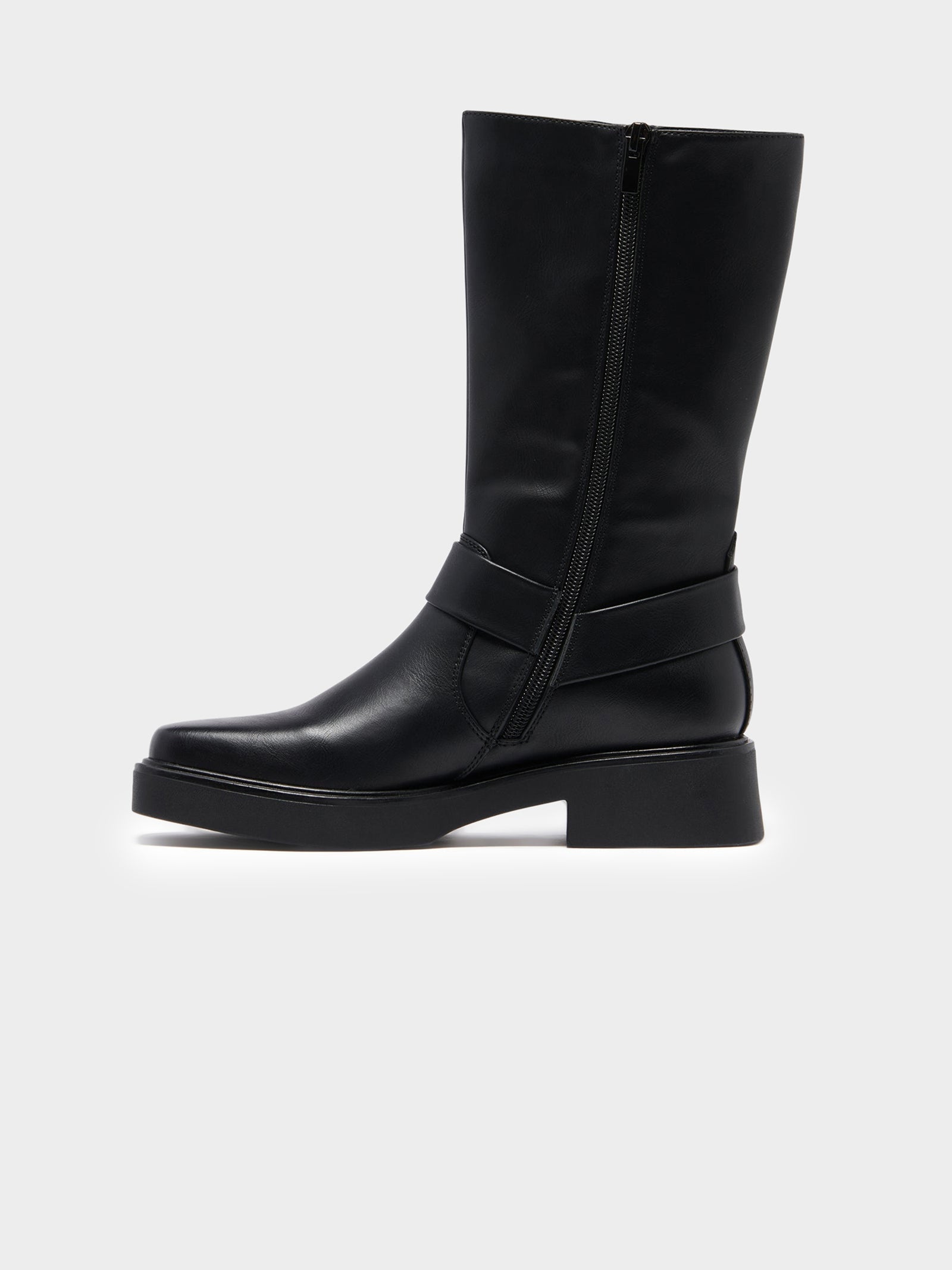 The Edge Mid-Calf Biker Boots in Black