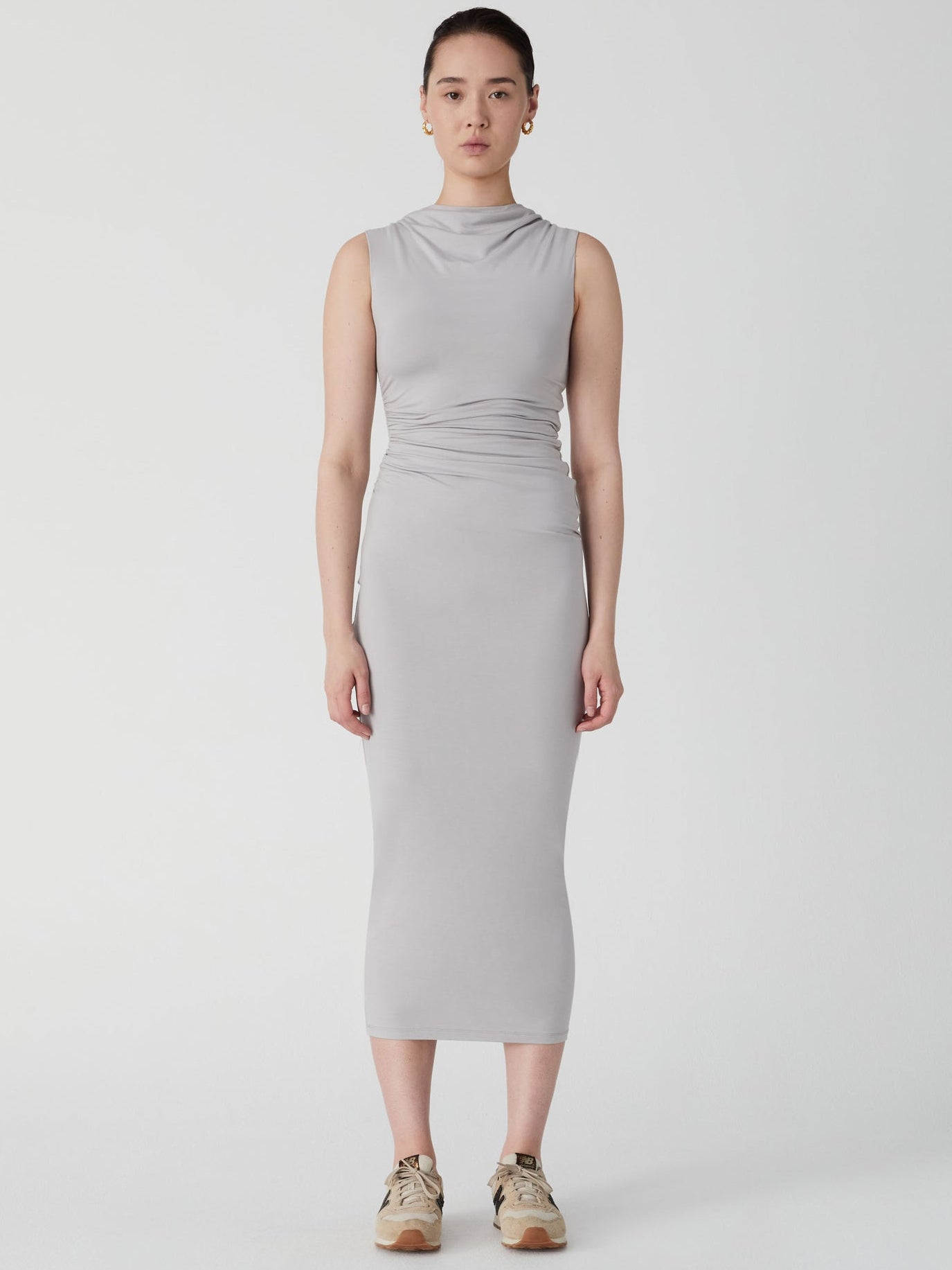 Billie Midi Dress in Ice Grey