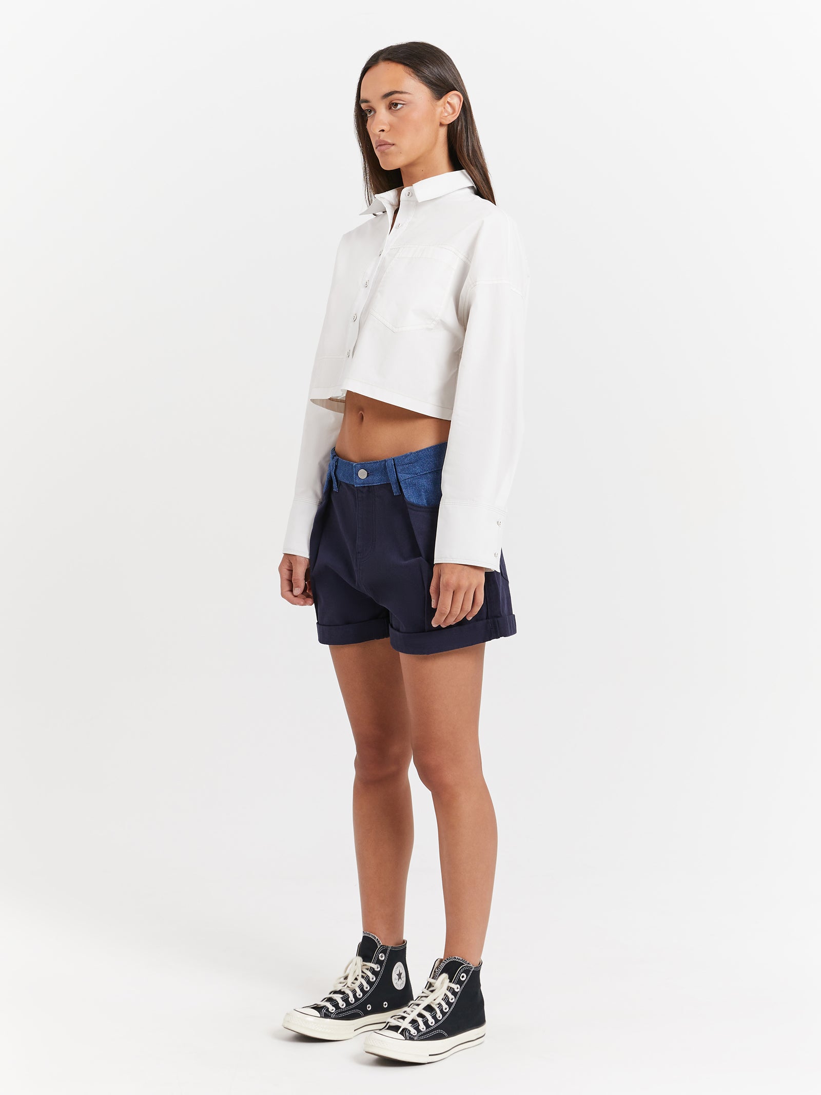 Tari Pleated Shorts in Indigo Blue