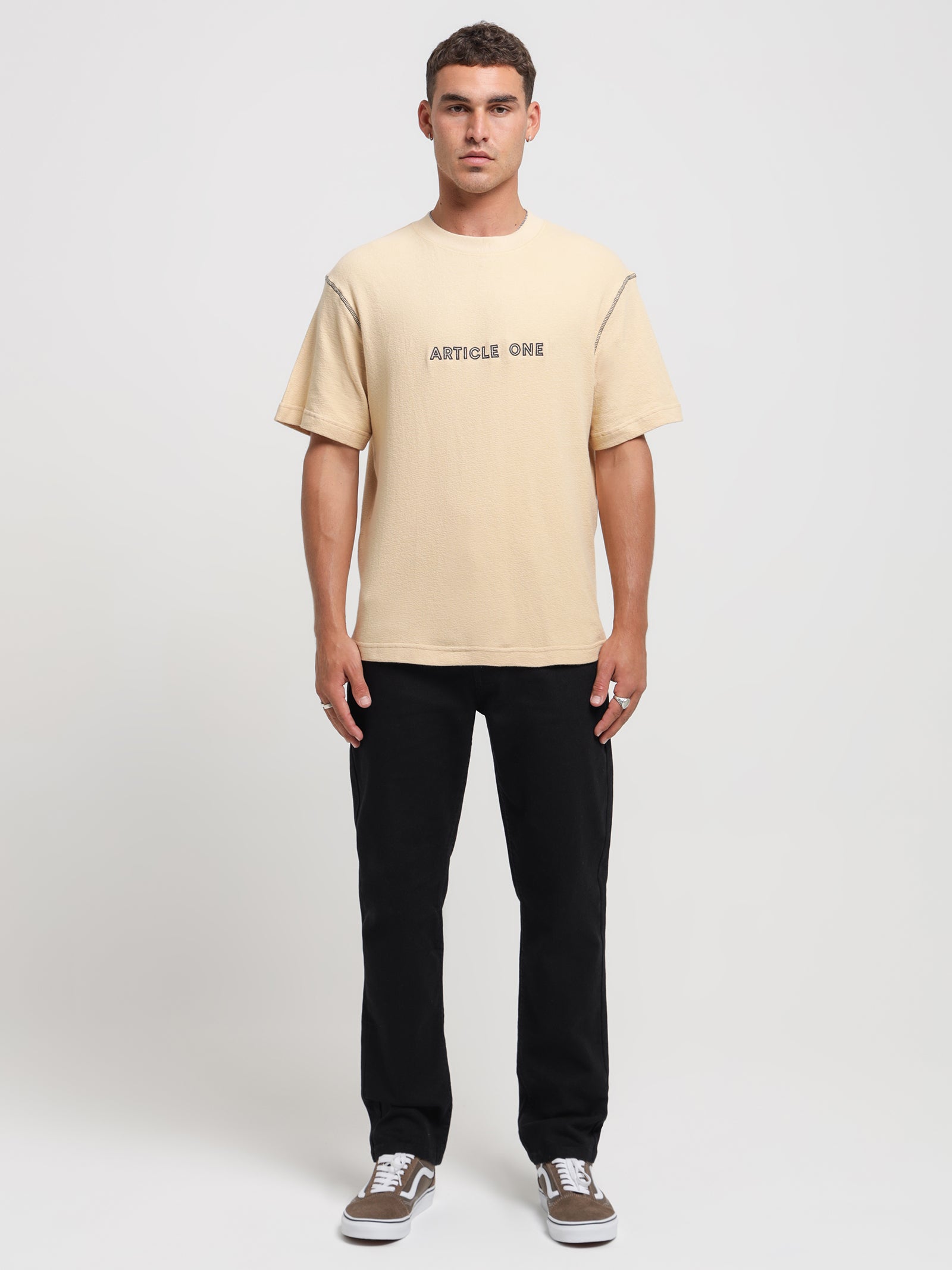 Outline Logo T-Shirt in Cream