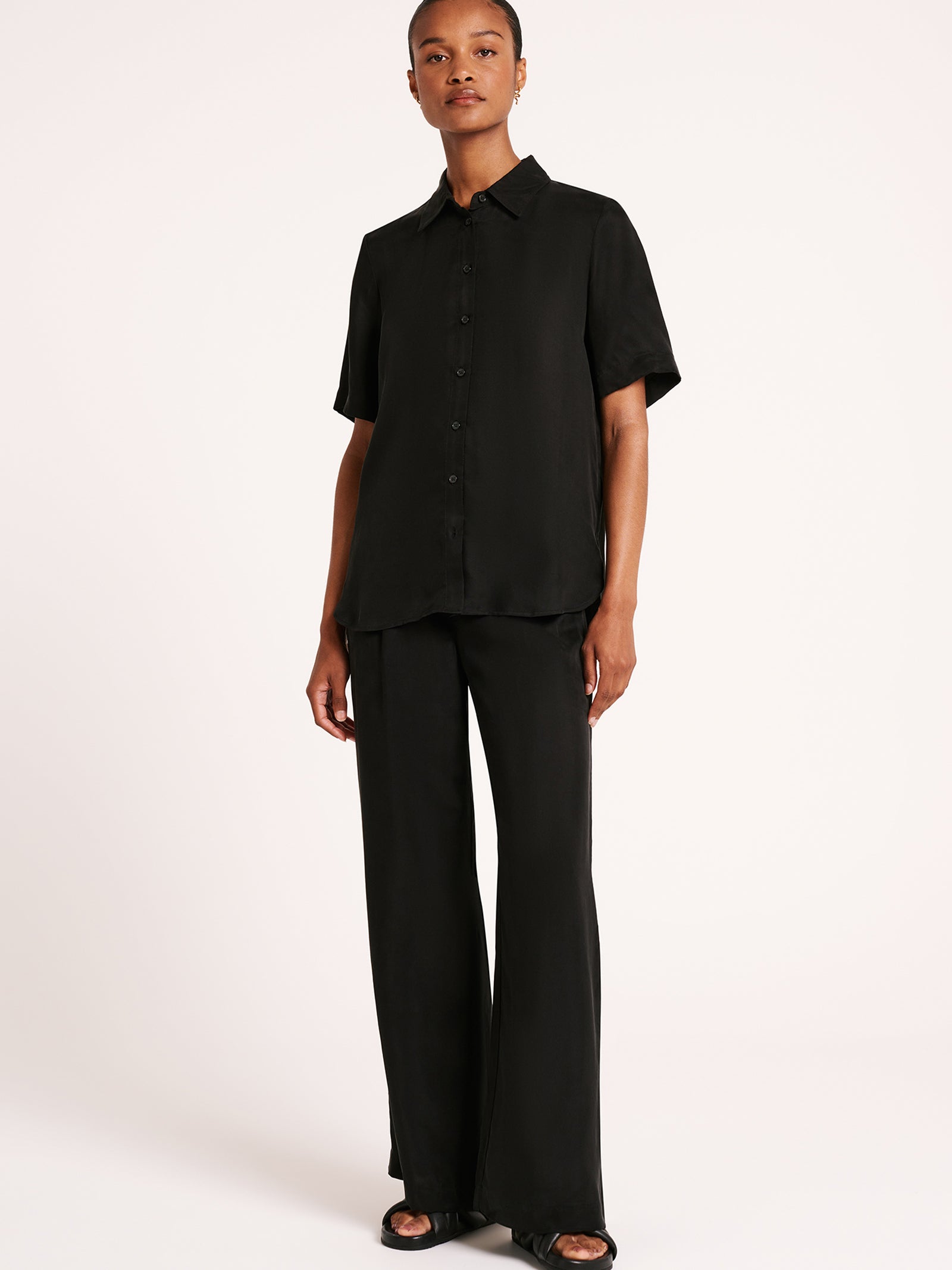 Lea Cupro Shirt in Black