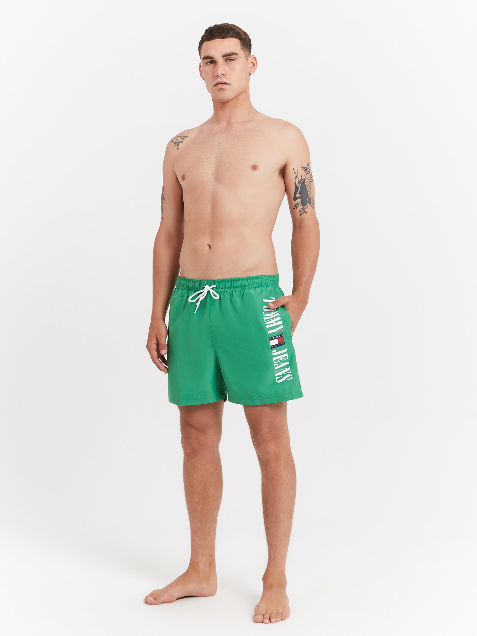 Archive Drawstring Mid Shorts in Coastal Green