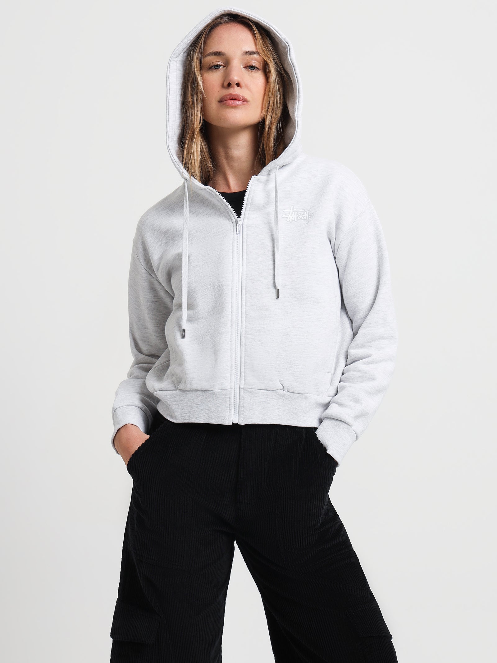 Stock Zip Through Hoodie in Snow Marle