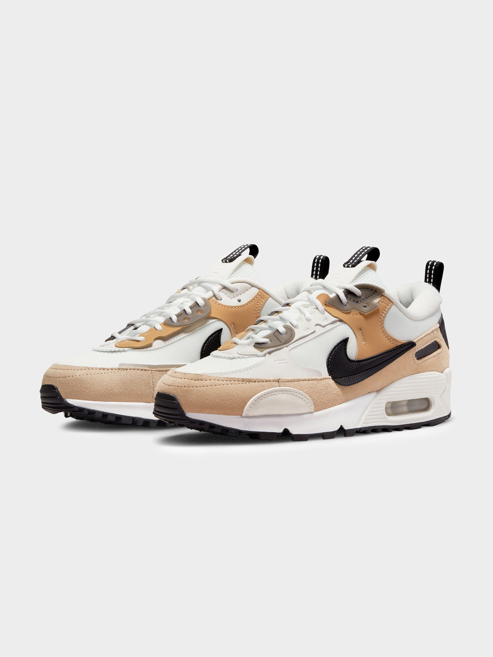 Womens Air Max 90 Futura Sneakers in Phantom Black, Hemp & Sanddrift