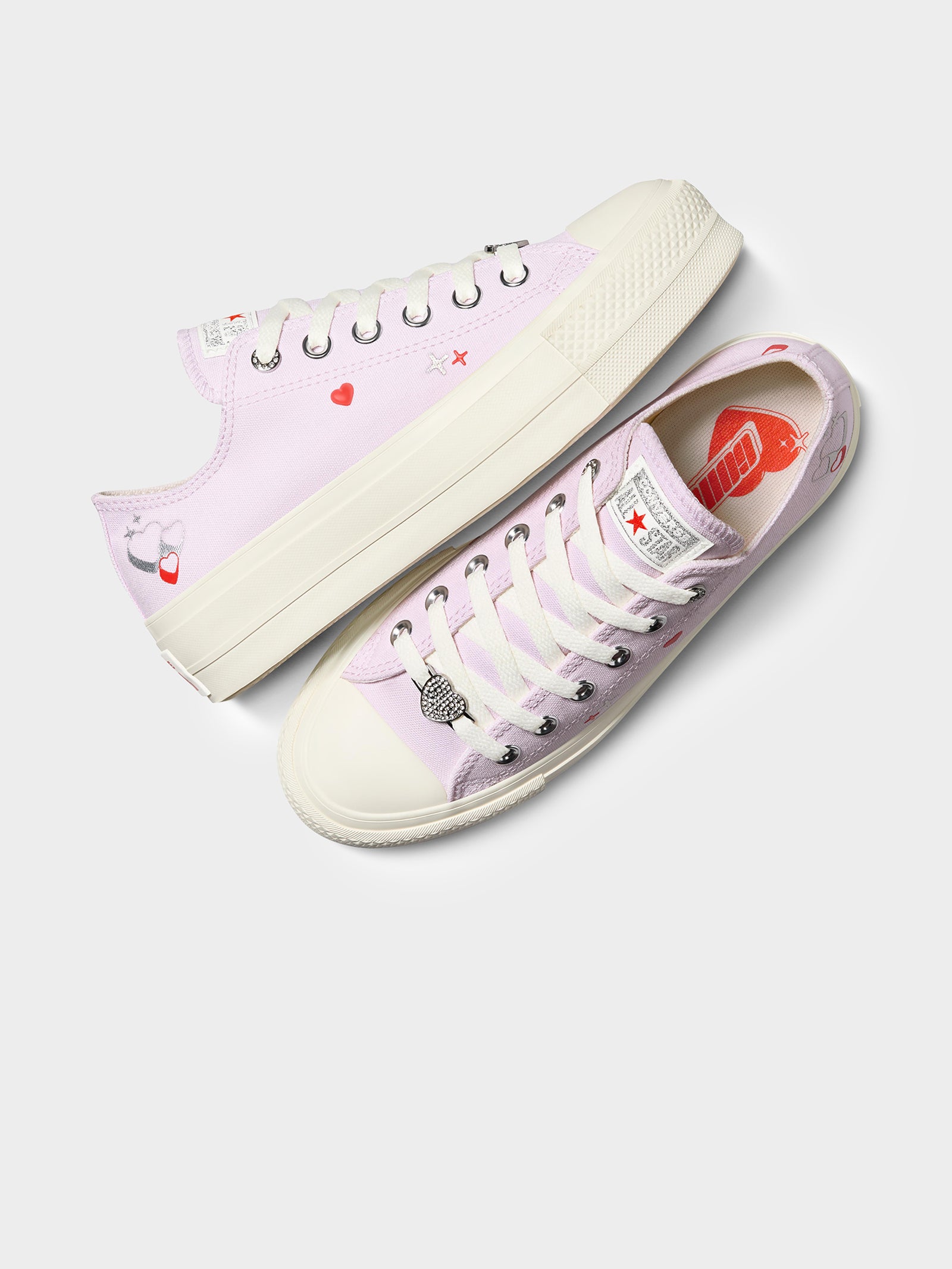 Womens Chuck Taylor All Star Lift Y2K Heart Low Top Sneakers in Lilac Lily Daze