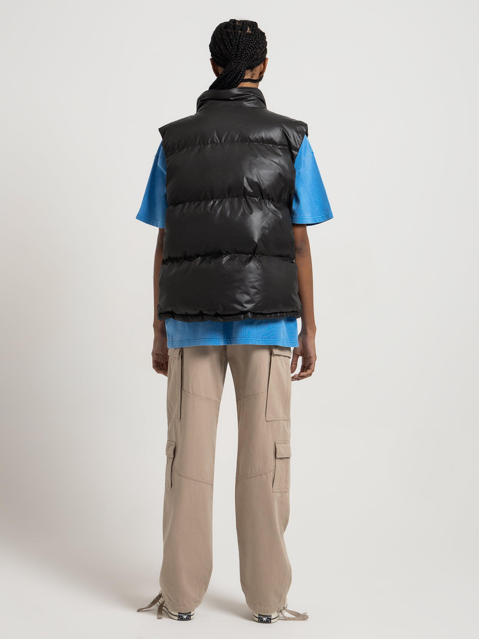 Stock Puffer Vest in Shiny Black