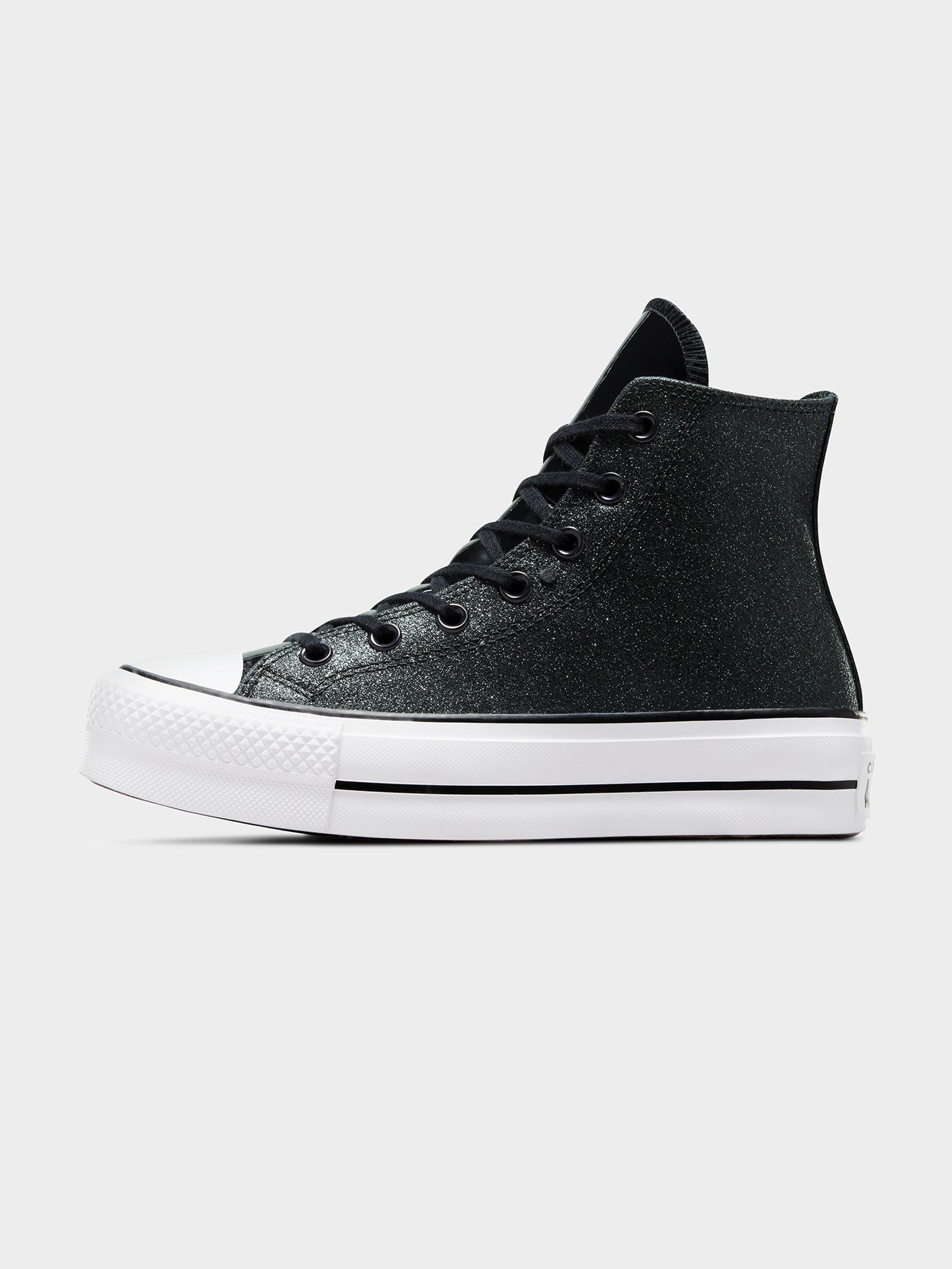 Womens Chuck Taylor All Star Lift Sparkle Party High Top Sneakers in Black