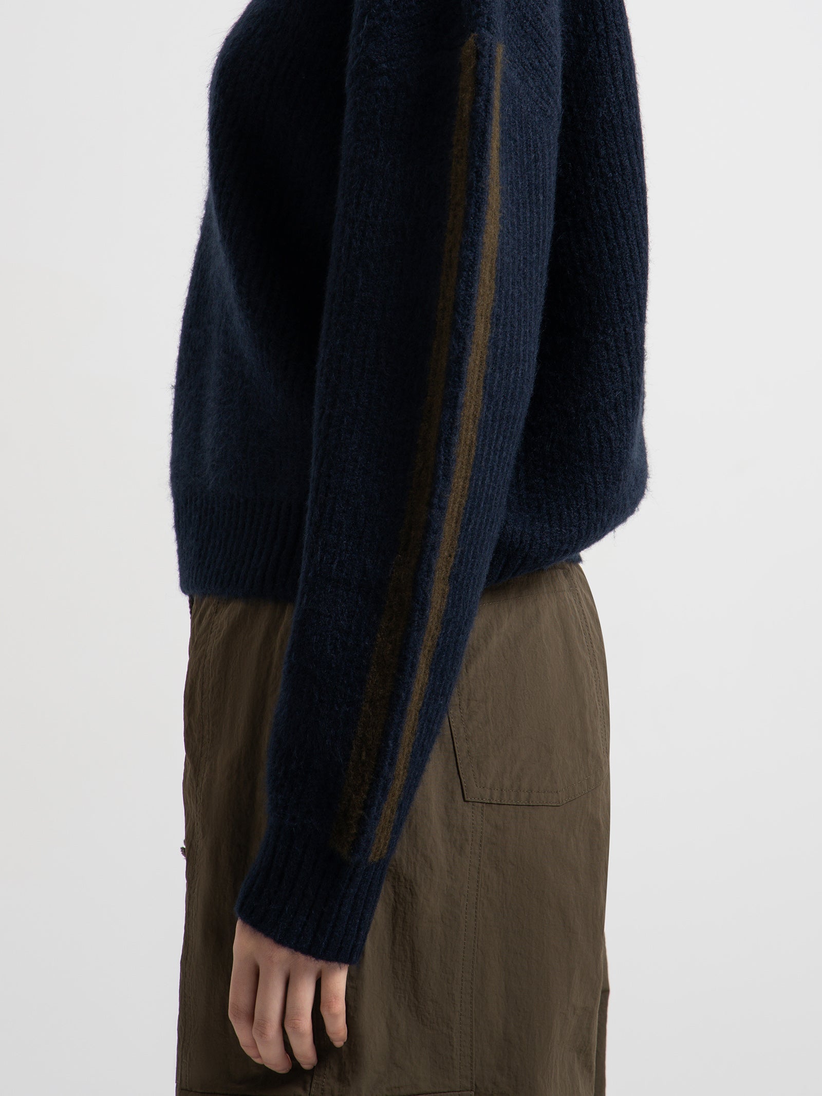 Remi Stripe Jumper in Marine Khaki