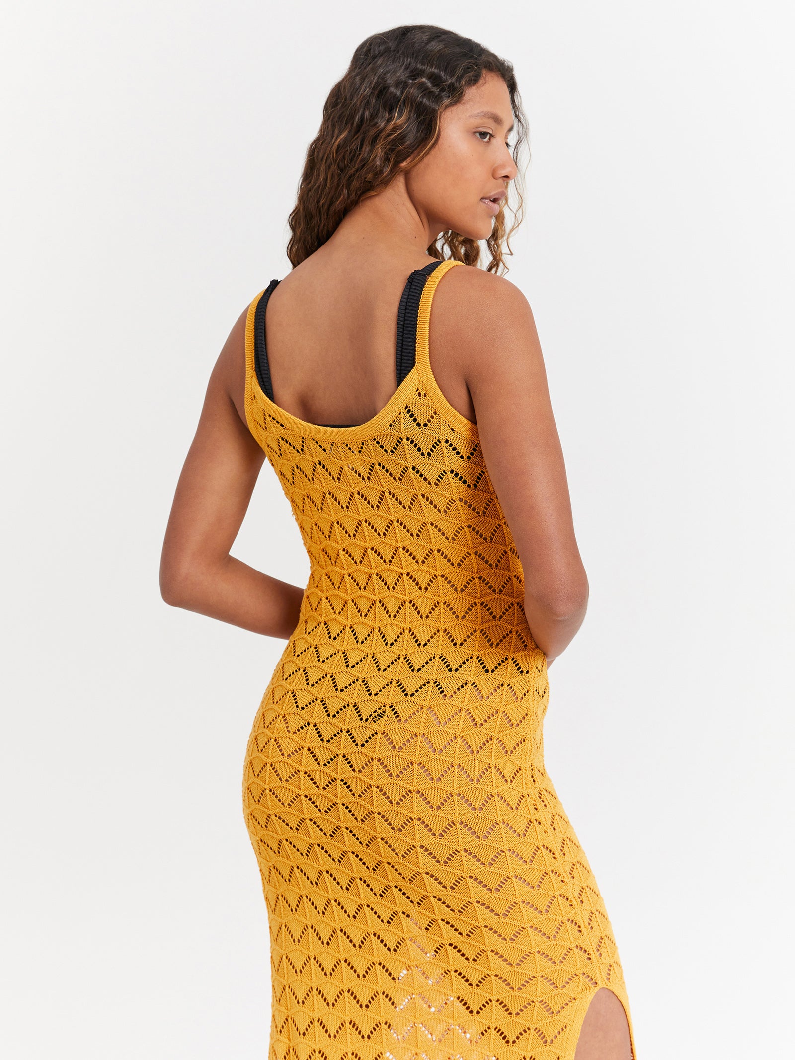 Marketta Midi Dress in Sunset Yellow