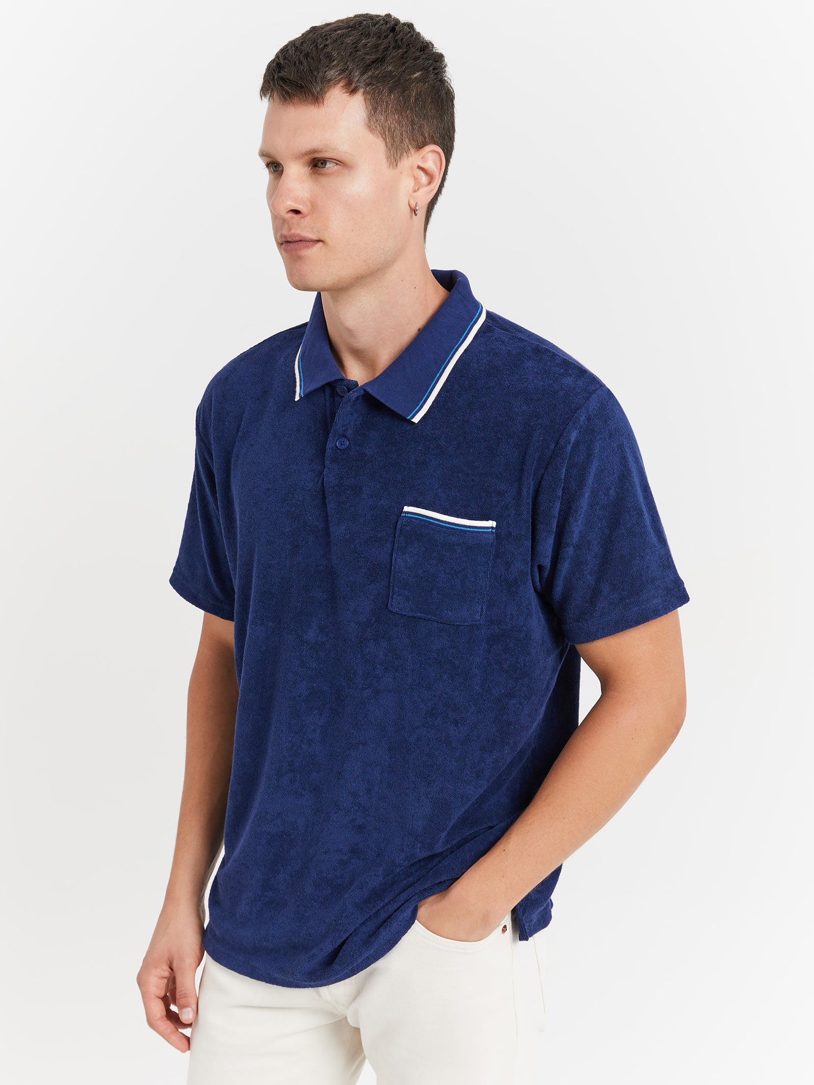 Gold Tab Walker Polo Shirt in League Medieval Blue