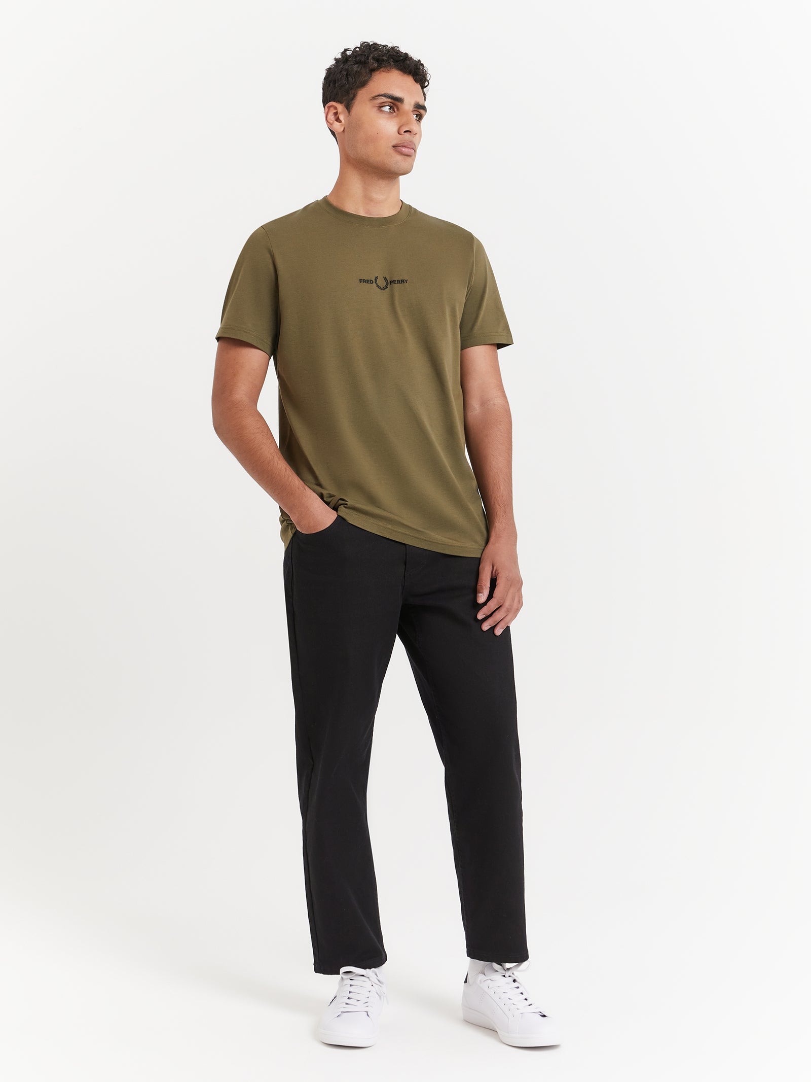 Embroidered T-Shirt in Field Green