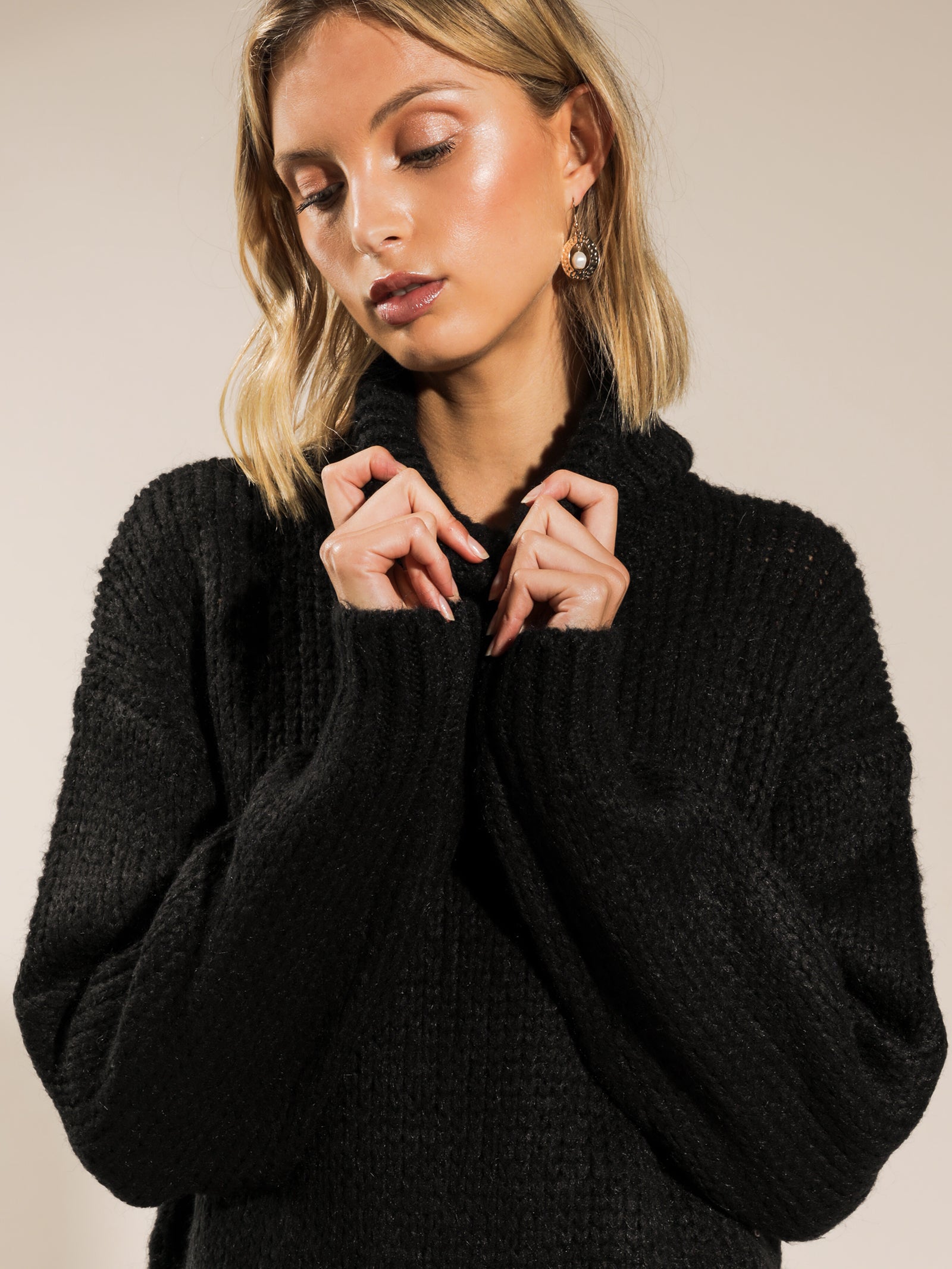 Hazel Roll Neck Jumper in Black