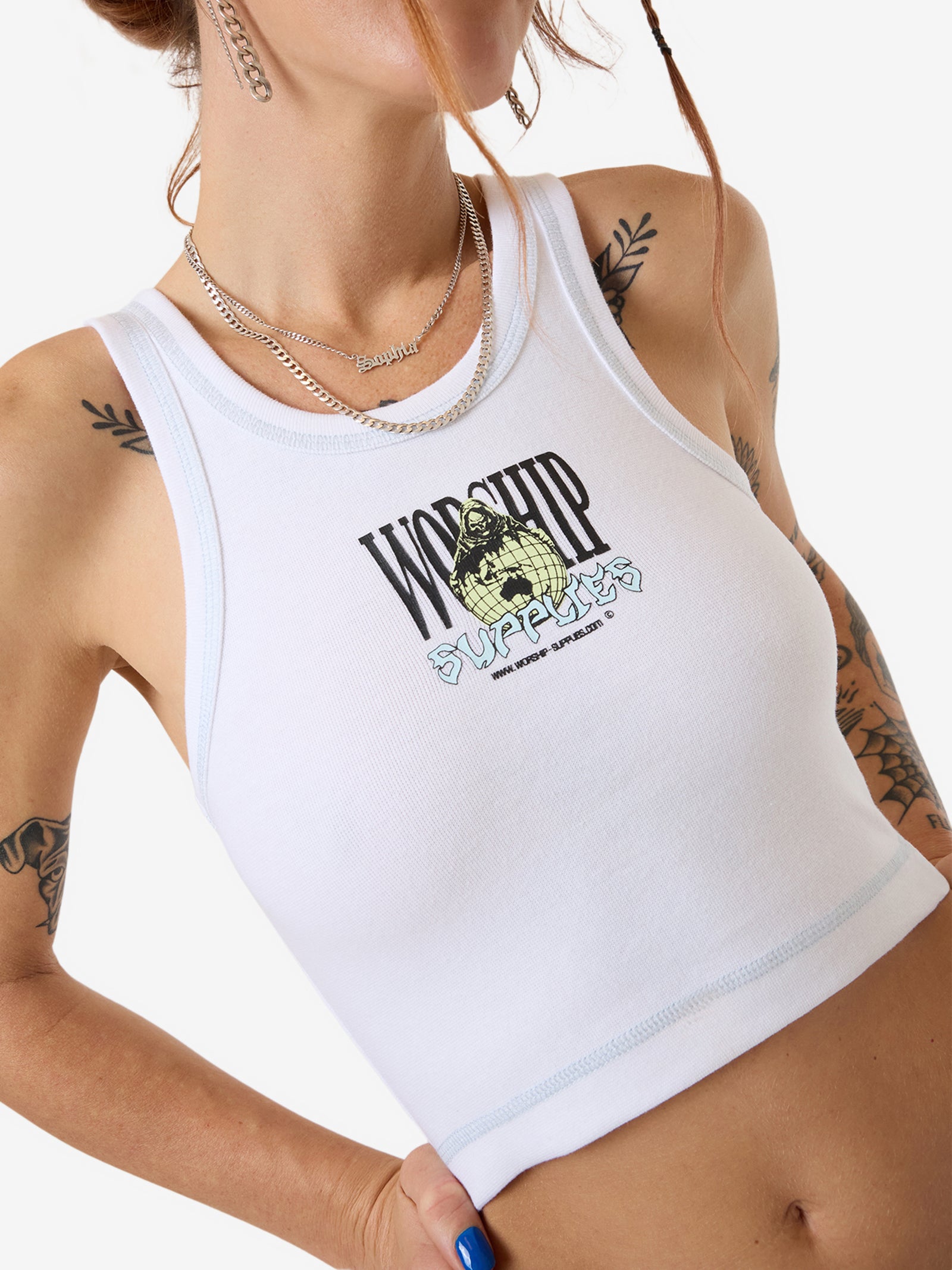 Domination Crop Sport Tank - White