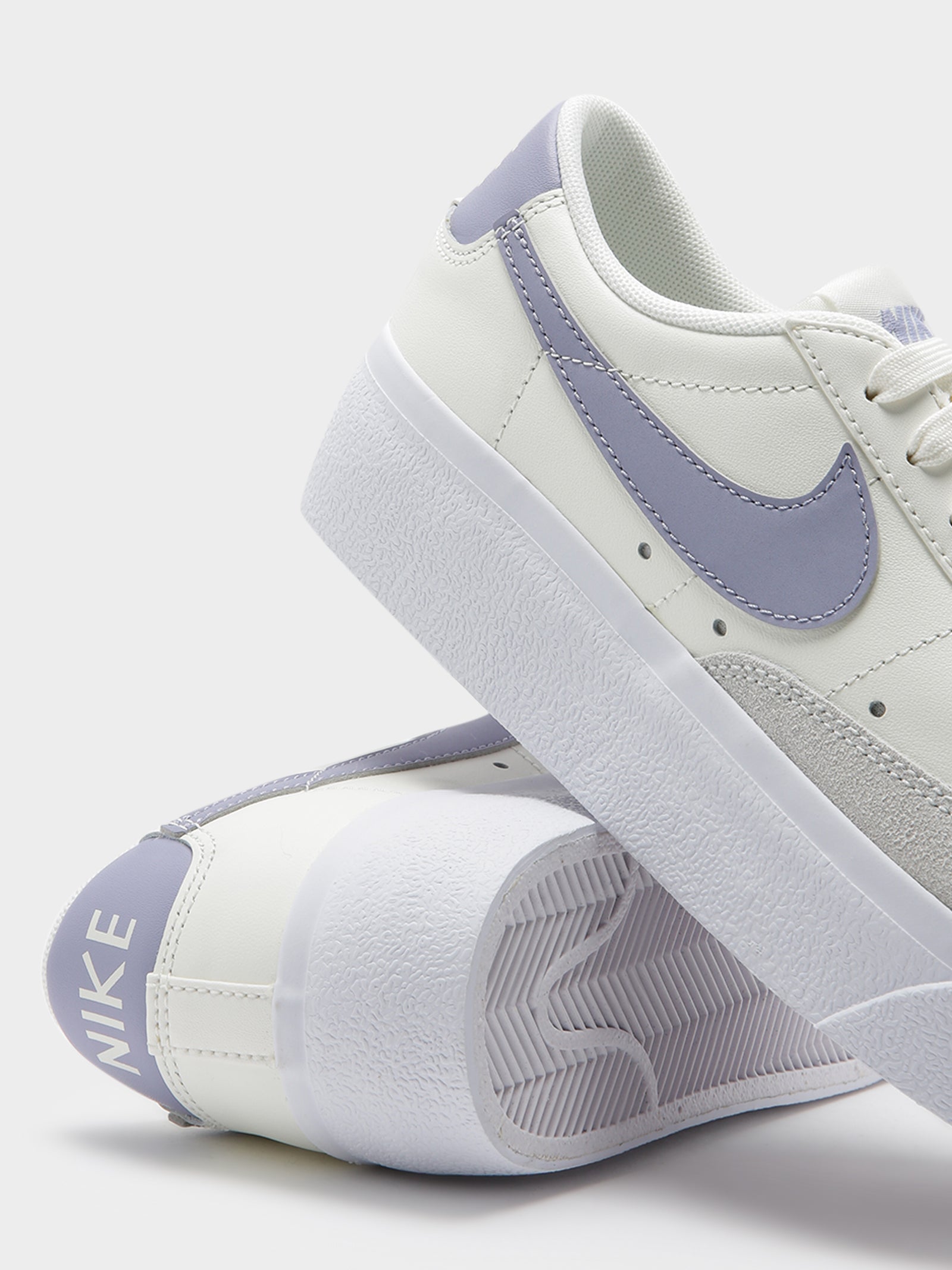 Womens Blazer Low Platform Sneakers in White & Lilac