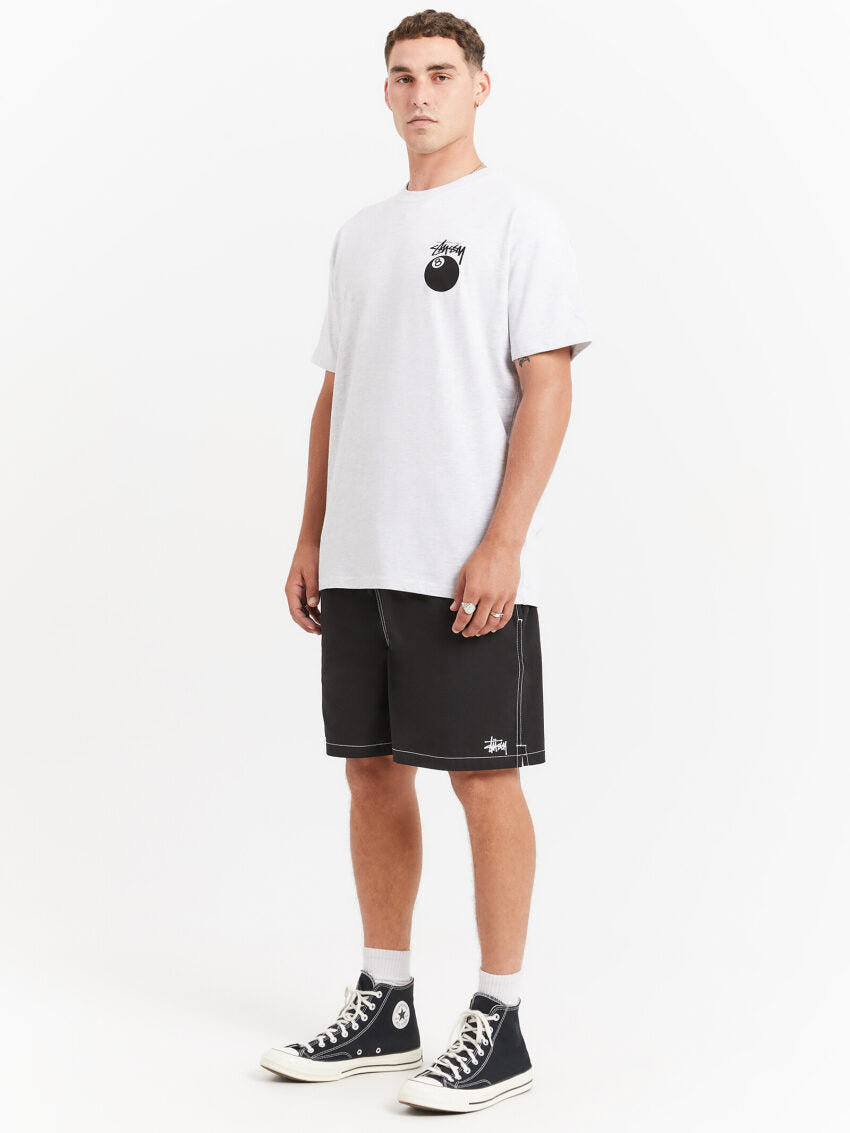 Solid 8 Ball Heavyweight Short Sleeve T-Shirt in Snow Marle