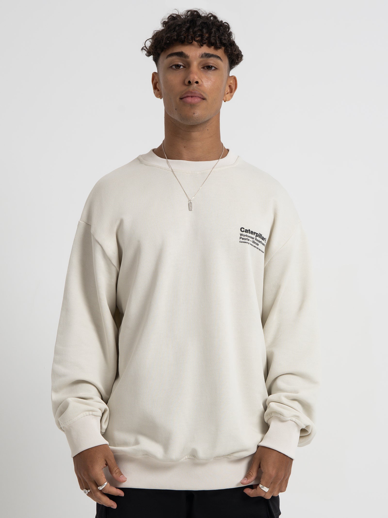 Workwear Insert Crew Neck in Bone White