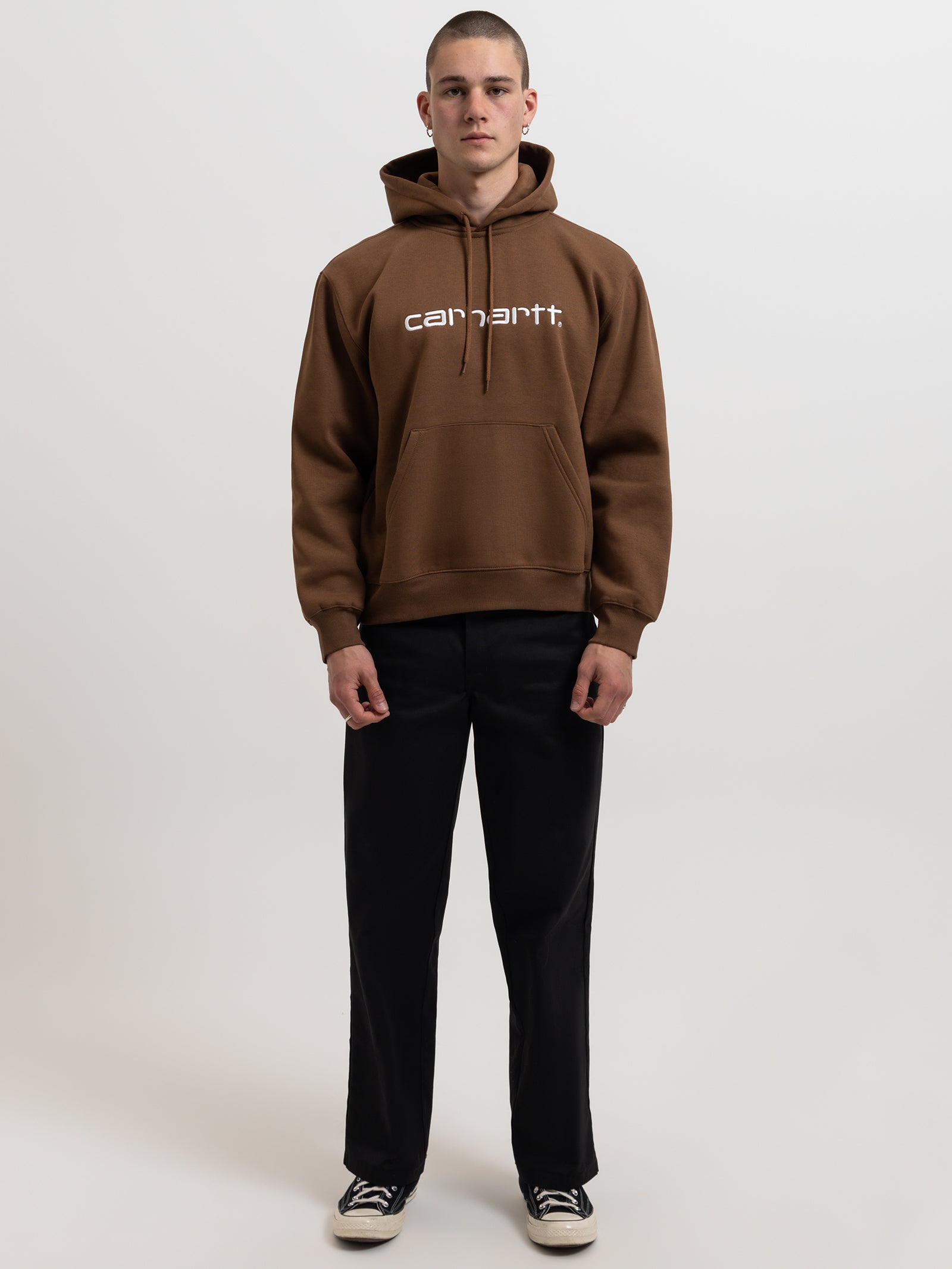 Hooded Carhartt Sweatshirt in Tamarind & White