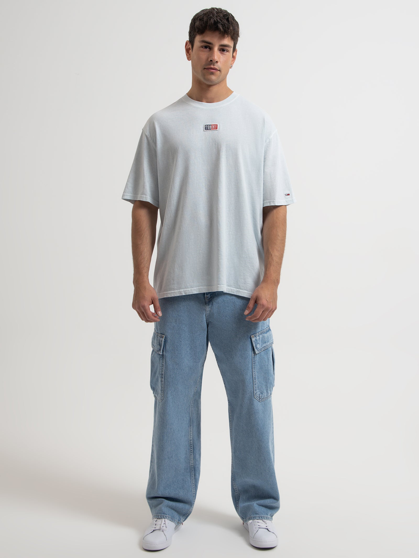 Pigment Dyed Boxy Fit T-Shirt in Shimmering Blue