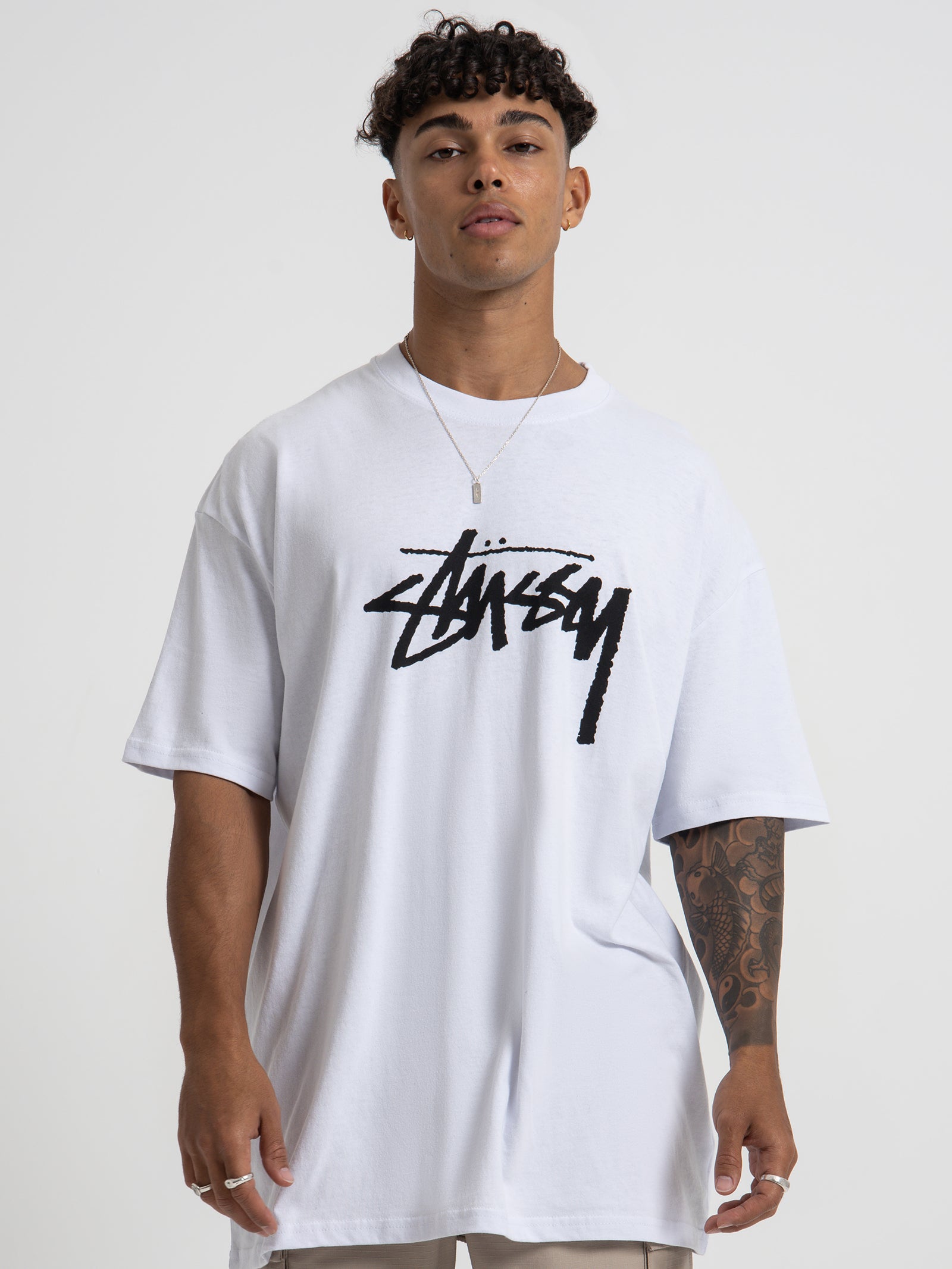 Solid Stock Logo Short Sleeve T-Shirt in White