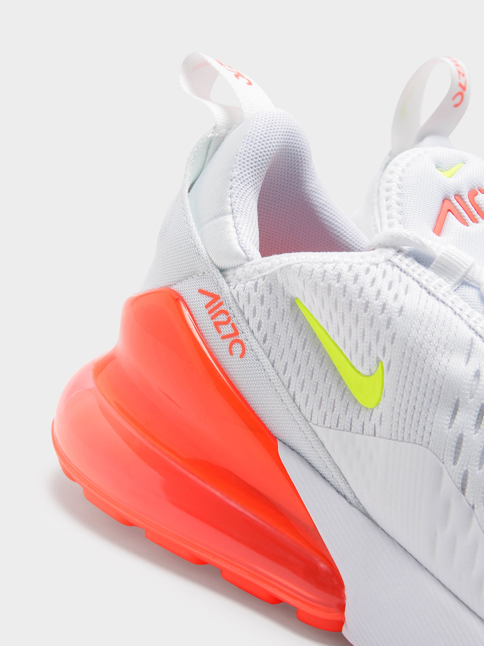 Womens Air Max 270 Sneakers in White & Orange