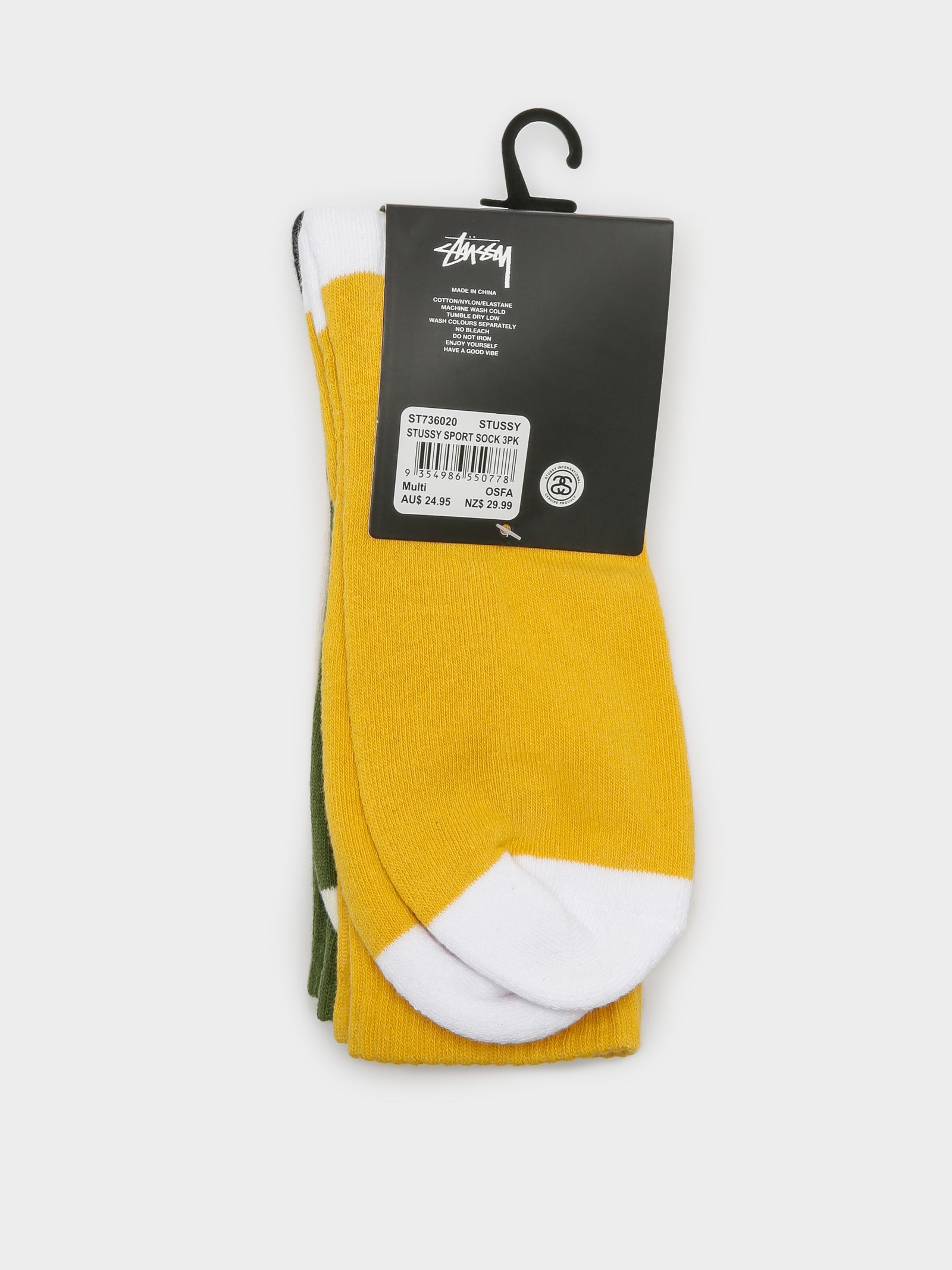 3 Pairs of Stussy Sport Socks in Multi