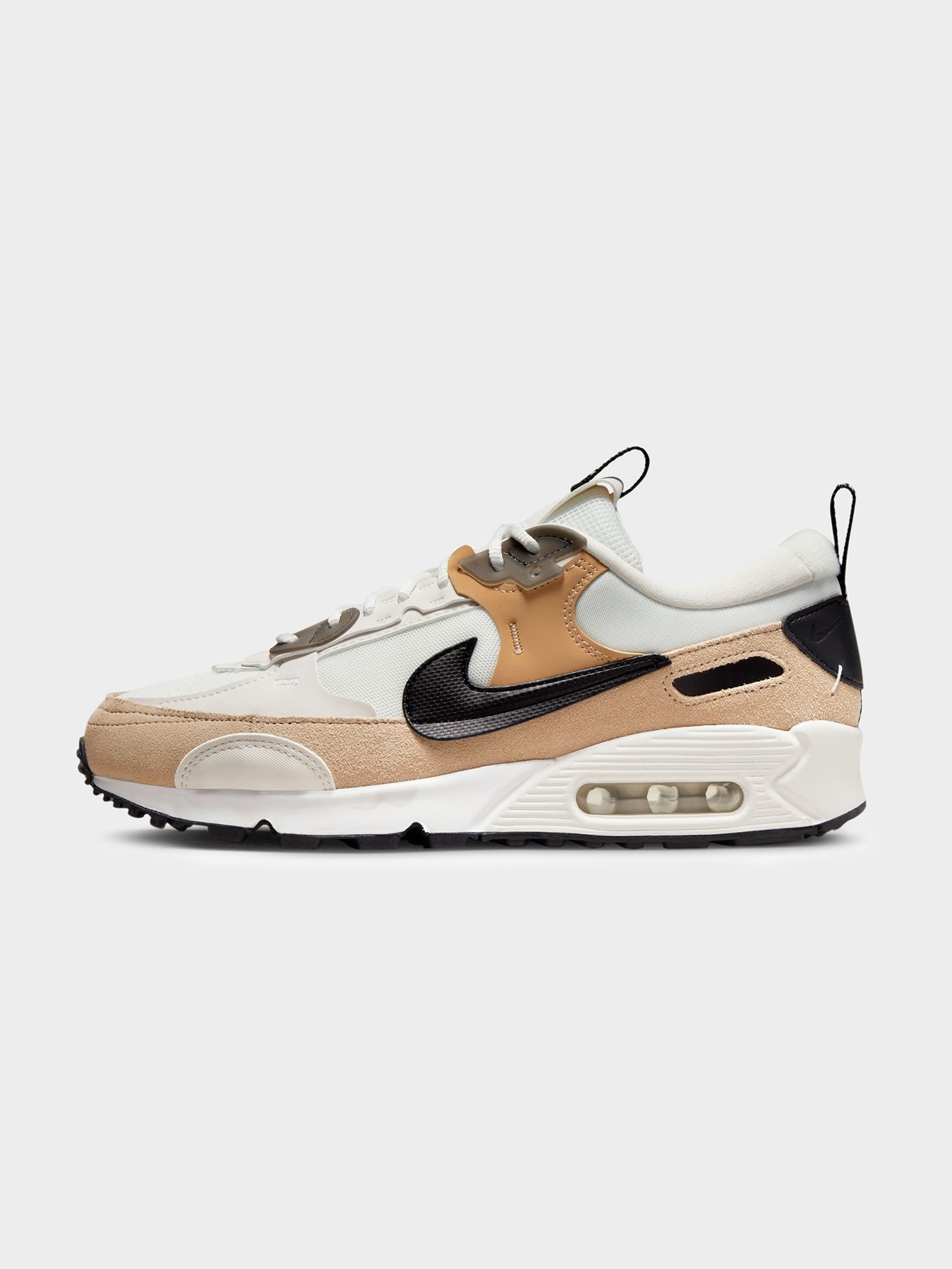 Womens Air Max 90 Futura Sneakers in Phantom Black, Hemp & Sanddrift