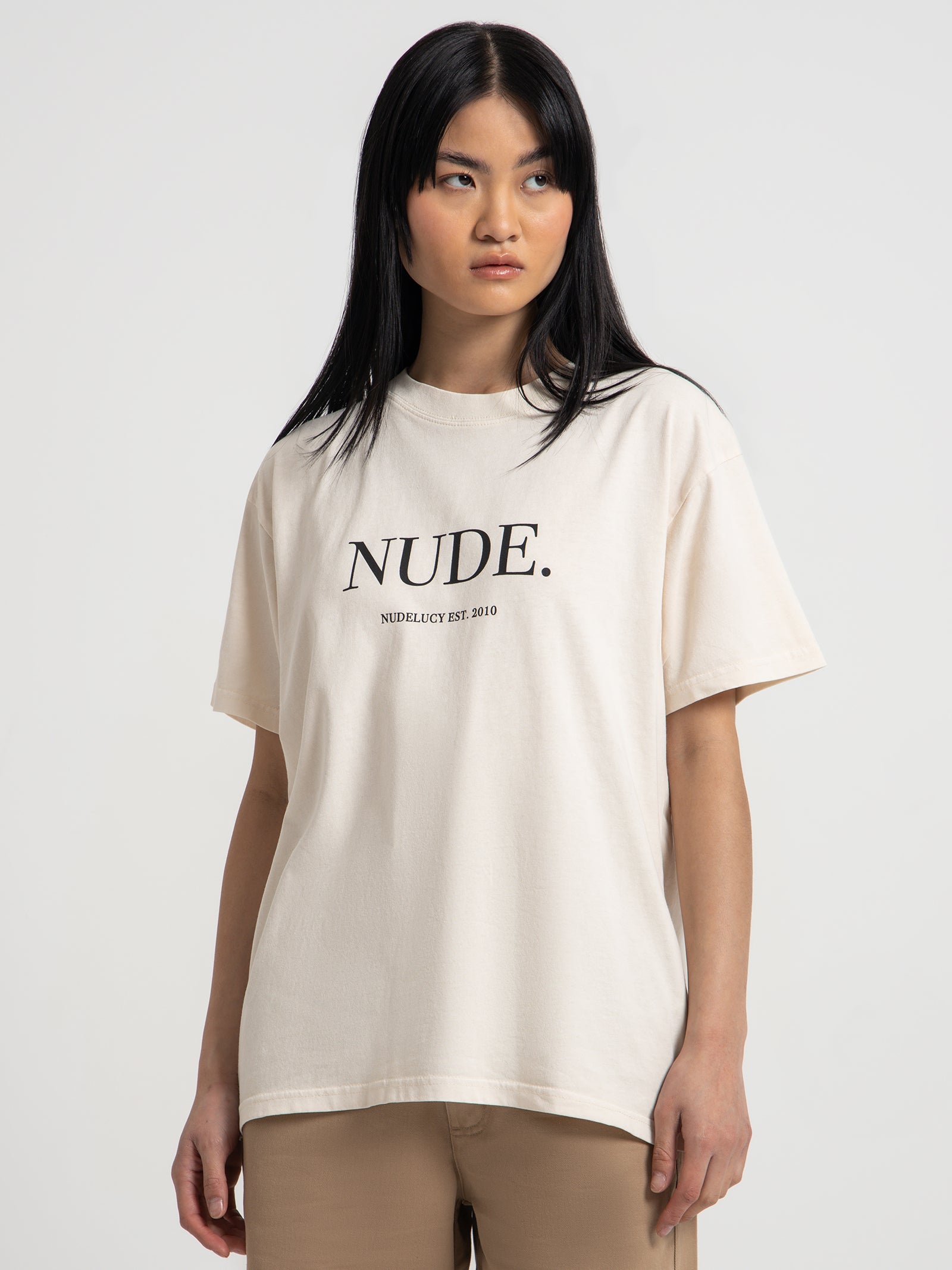 Nude. Organic Boyfriend T-Shirt in Cloud White