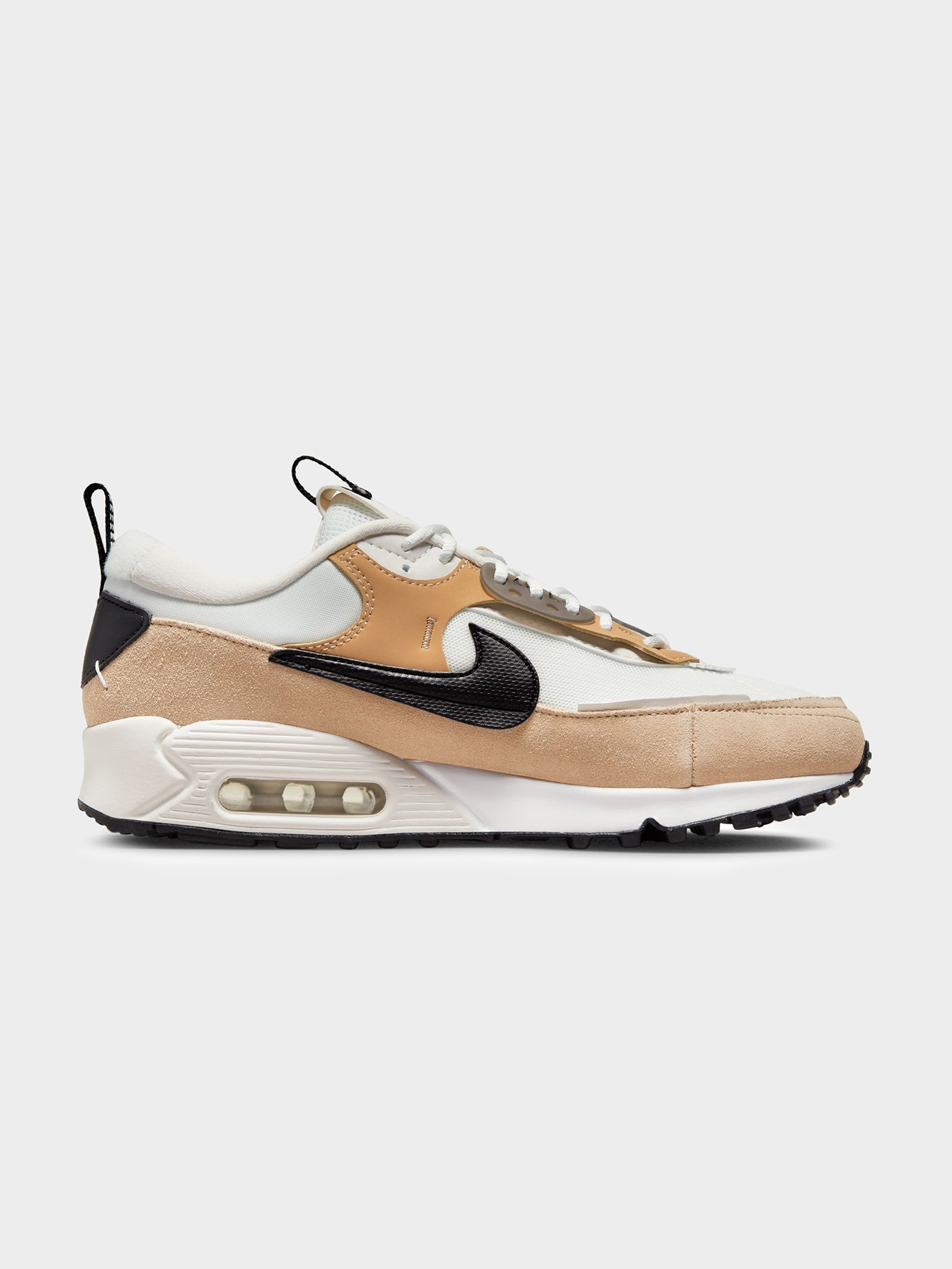 Womens Air Max 90 Futura Sneakers in Phantom Black, Hemp & Sanddrift