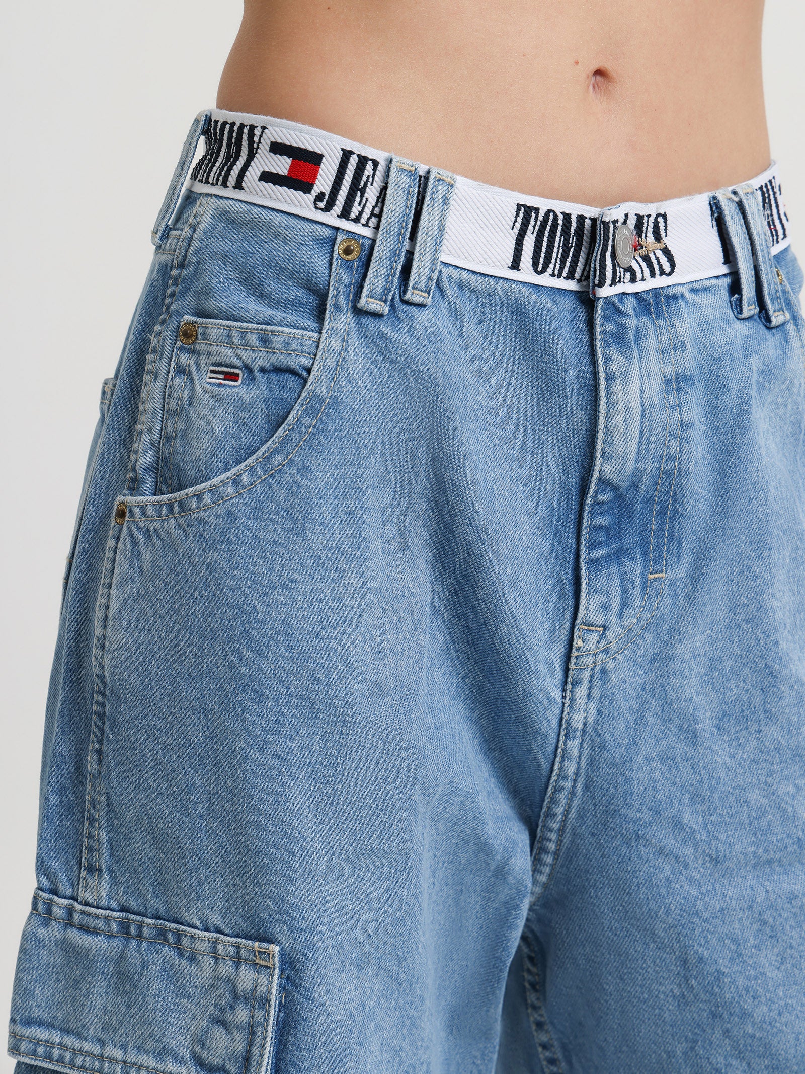 Archive Low Rise Baggy Cargo Jeans in Denim Light