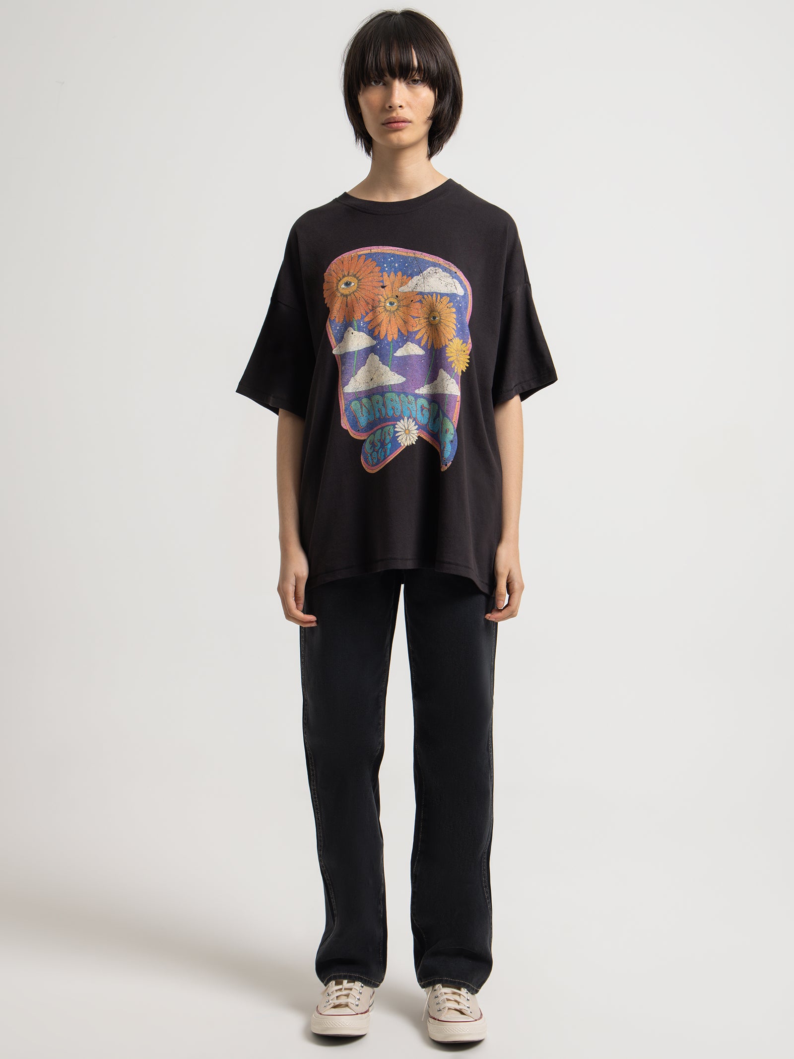 Boxy Slouch T-Shirt in Black & Multi