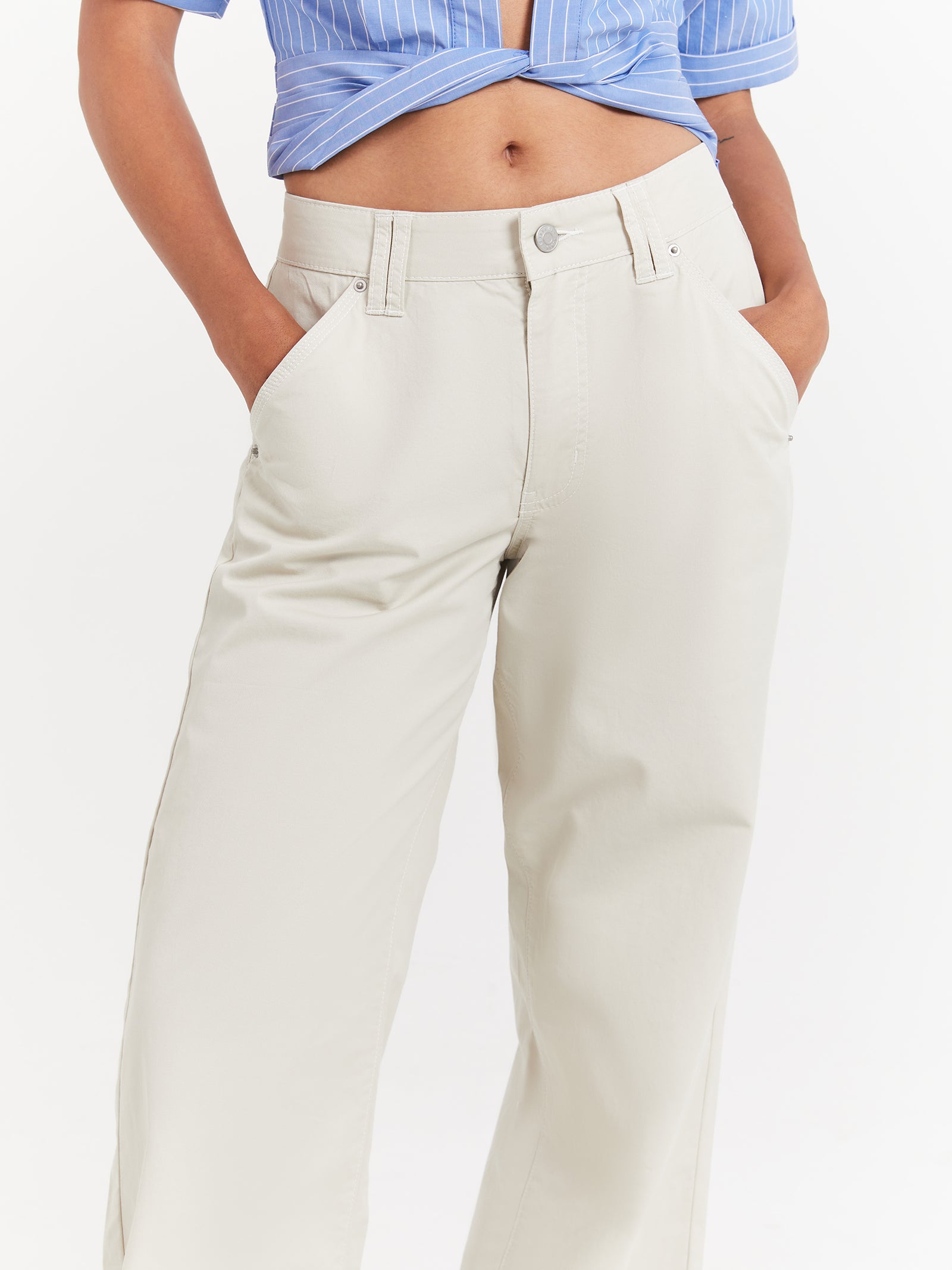 Naomi Low Rise Pants in Ecru