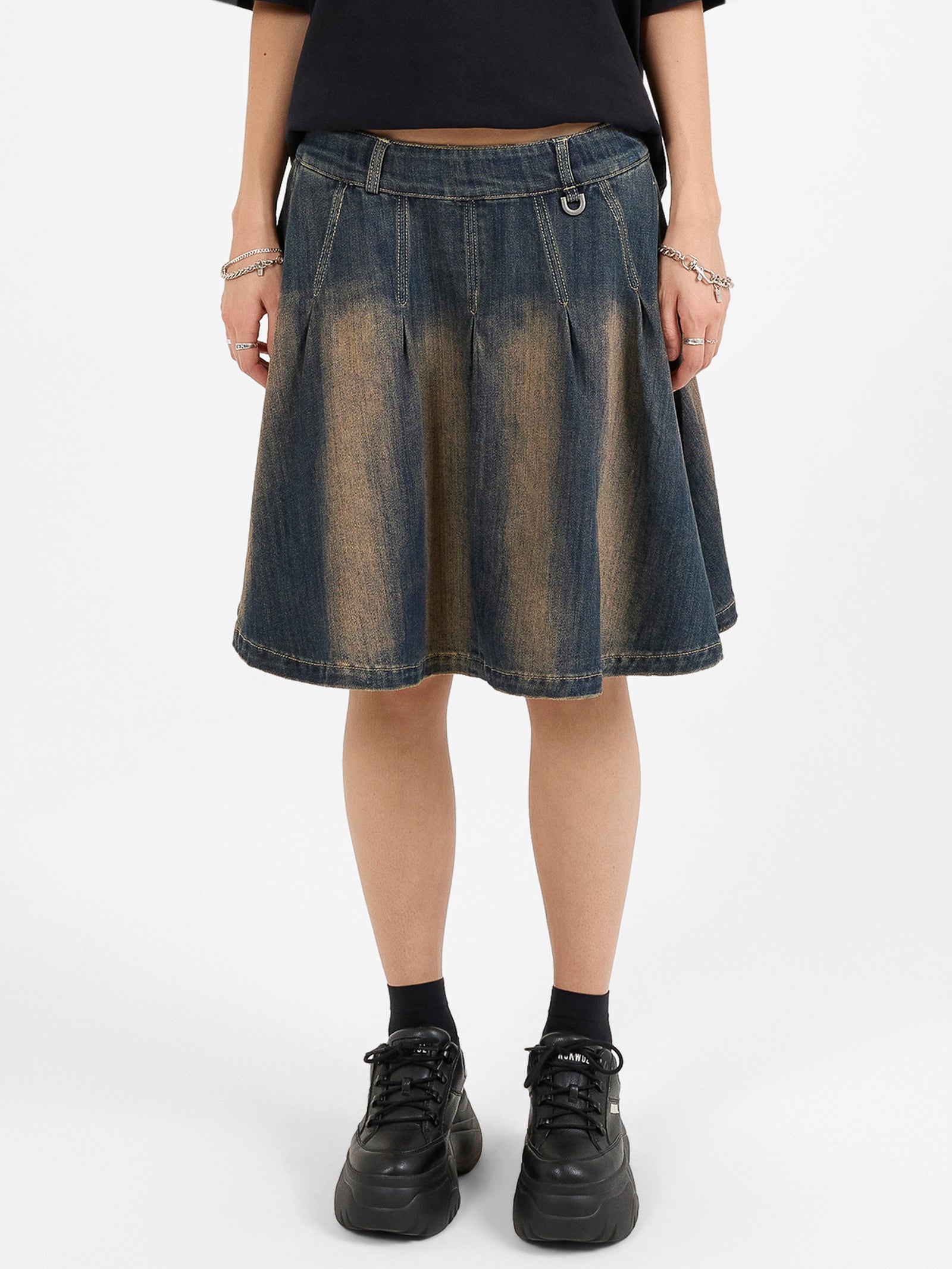 Tragic Pleated Denim Skirt