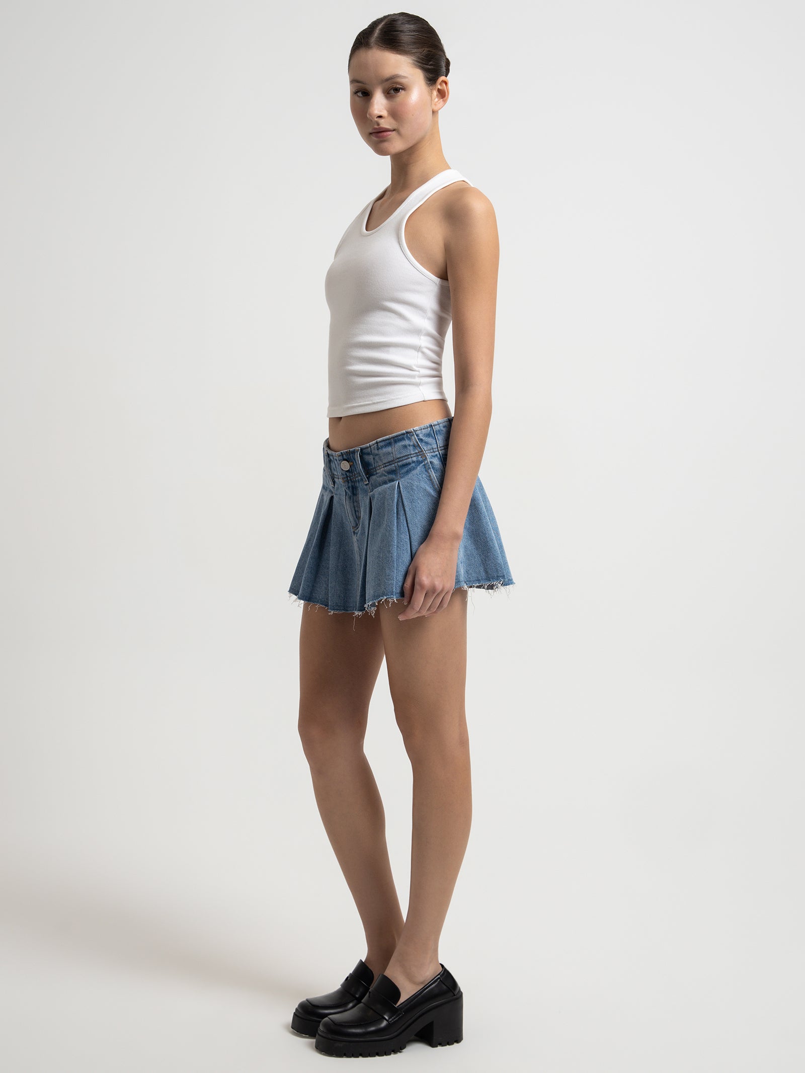 Pleated Mini Skirt in Georgia Blue