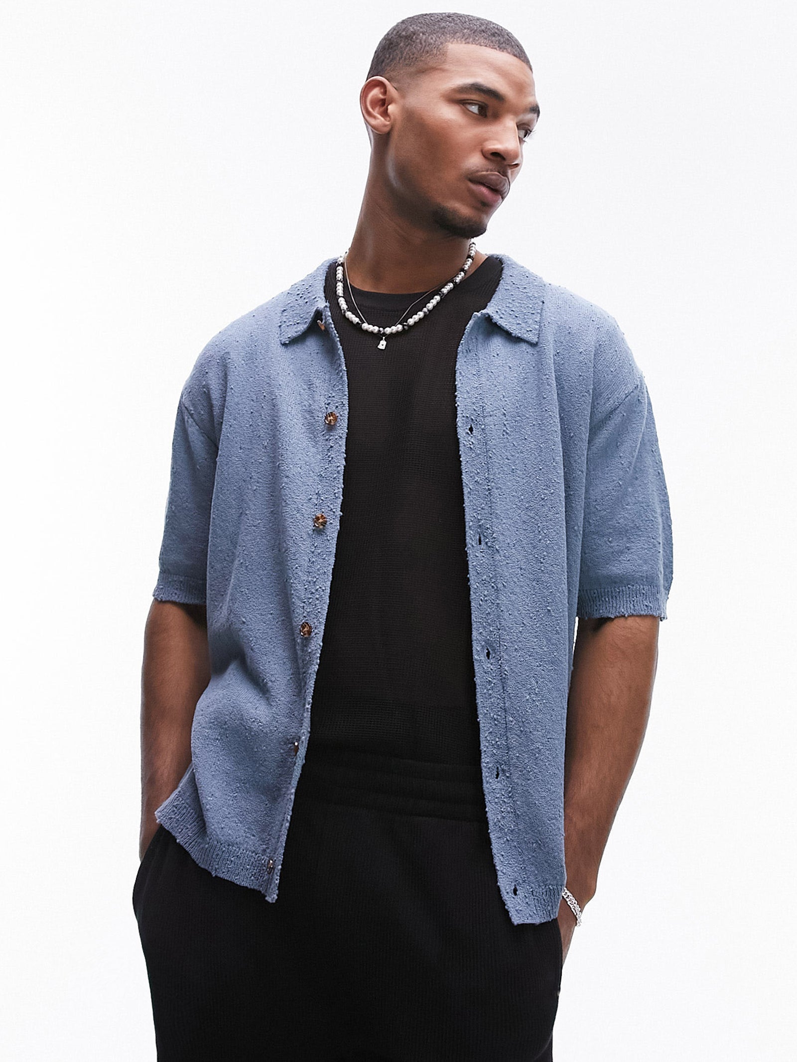 Relaxed Knitted Button-Through Shirt