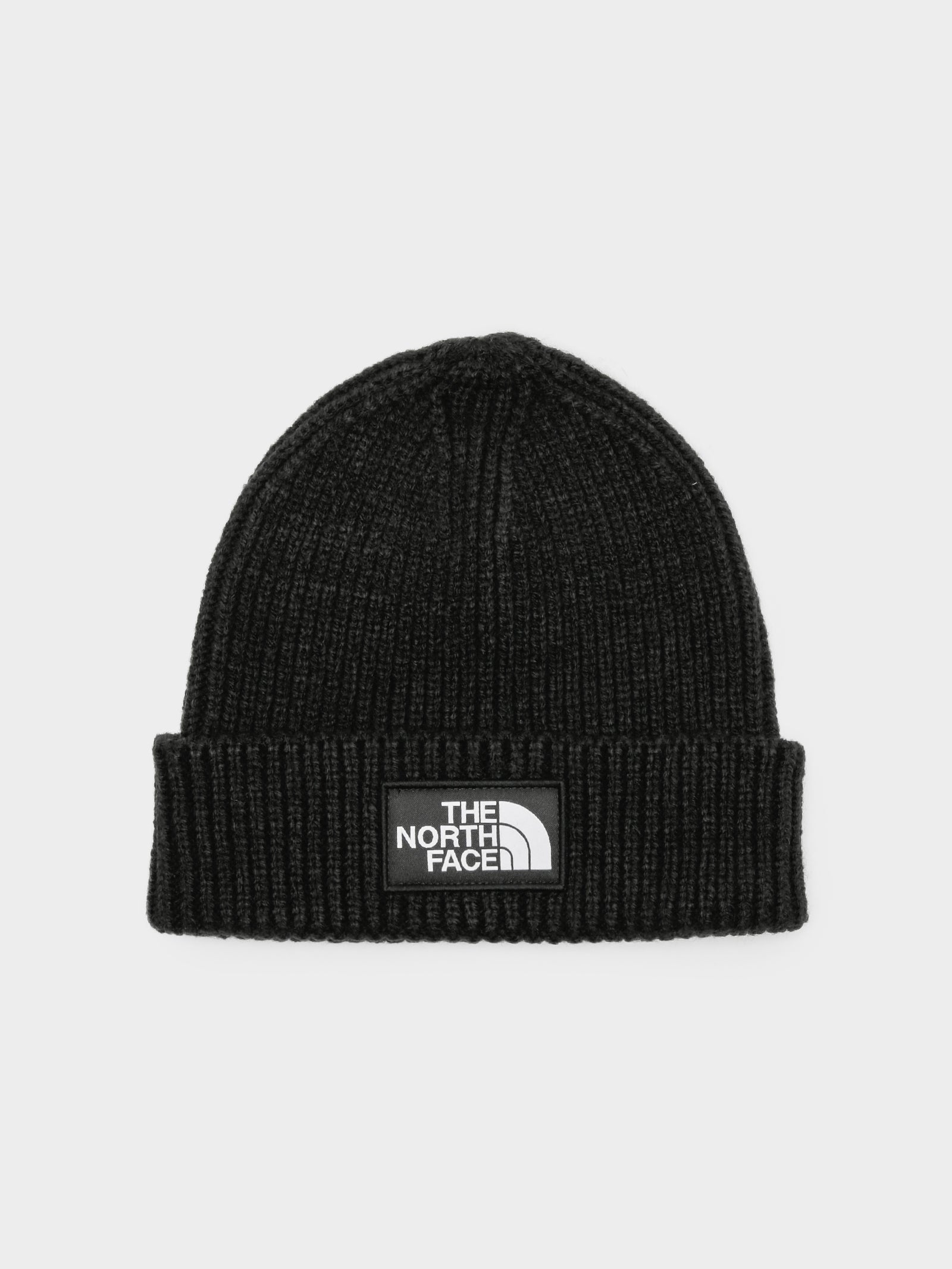 Logo Boxed Cuff Beanie in Black