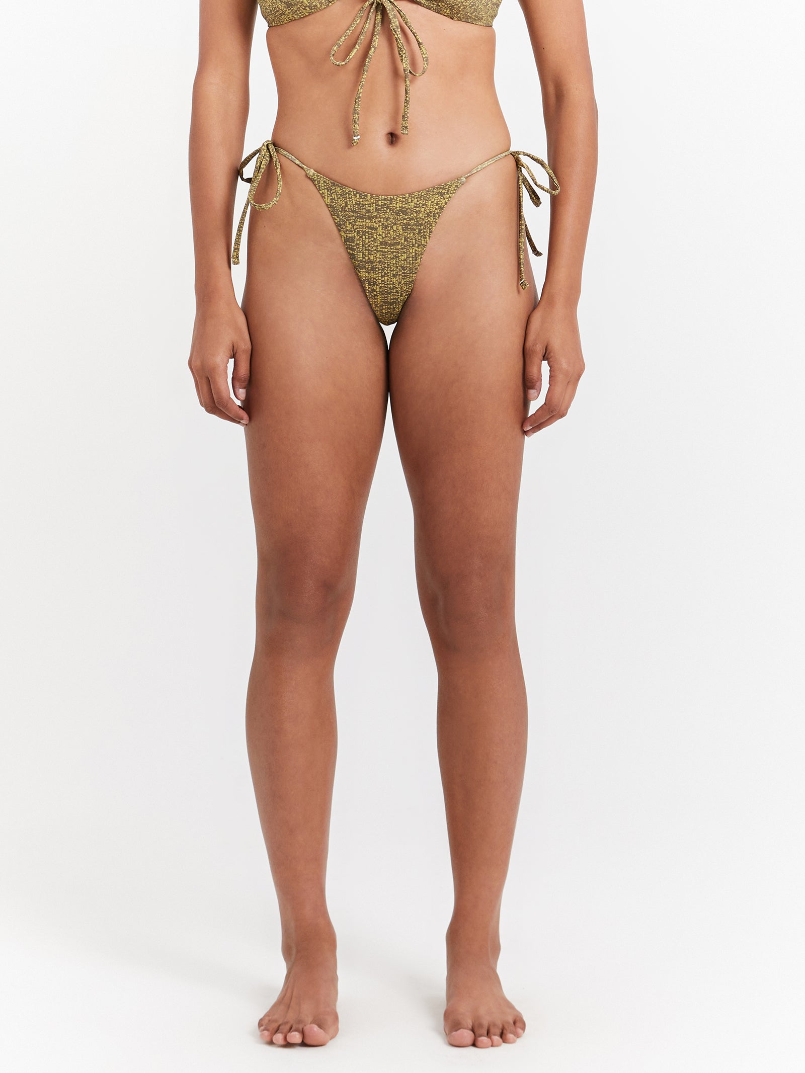 Feedback Micro String Bikini Briefs in Antique Moss