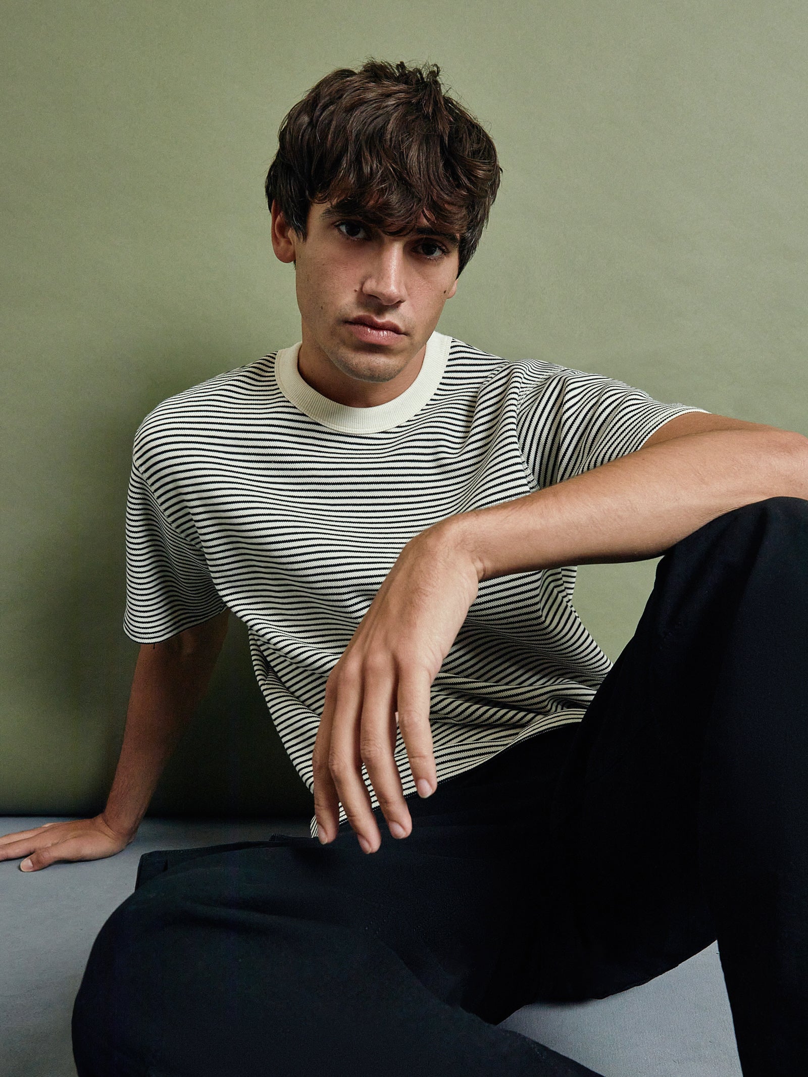 Gio Rib T-Shirt in White Stripe