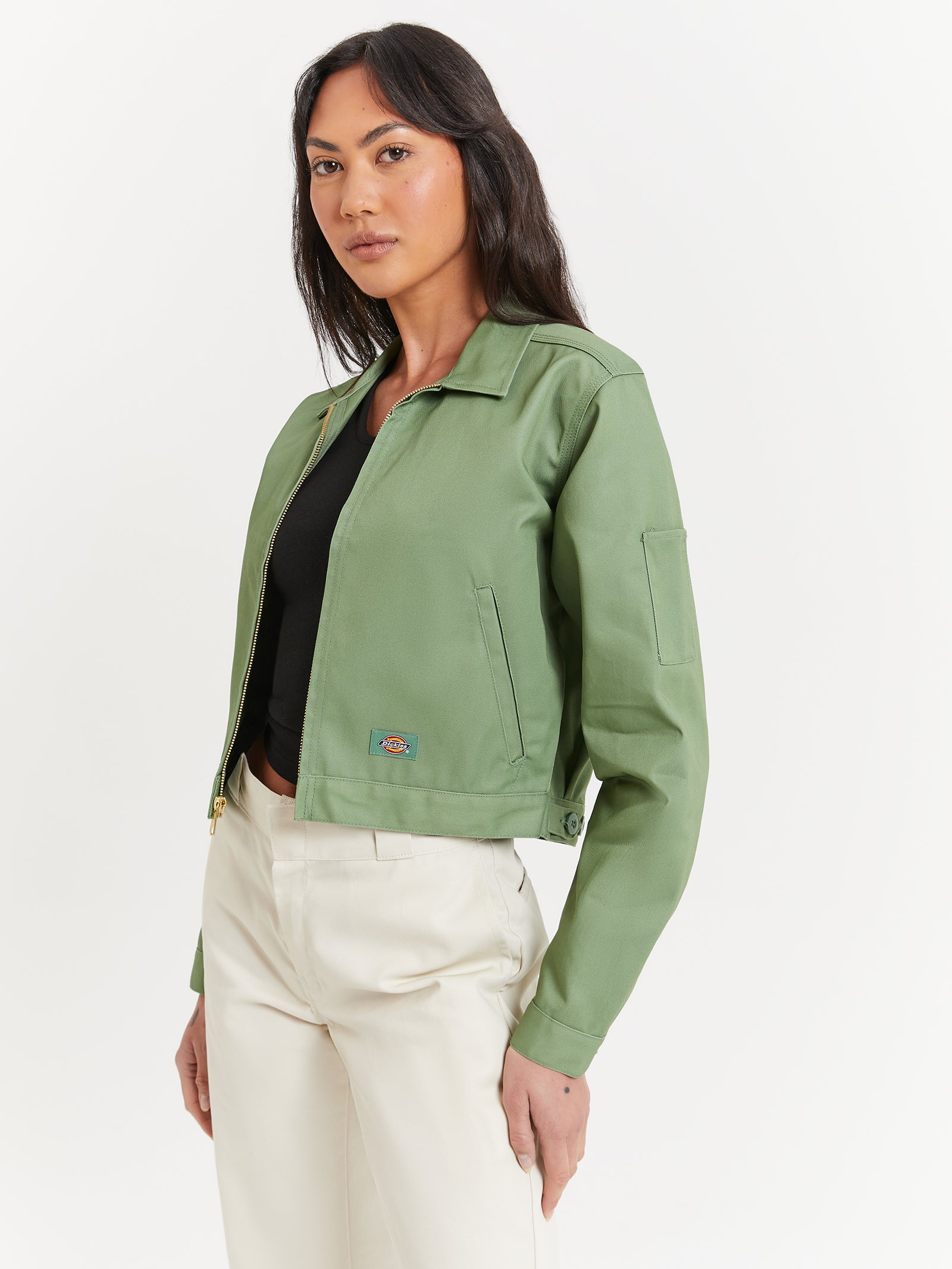 Eisenhower Cropped Jacket in Jade Green