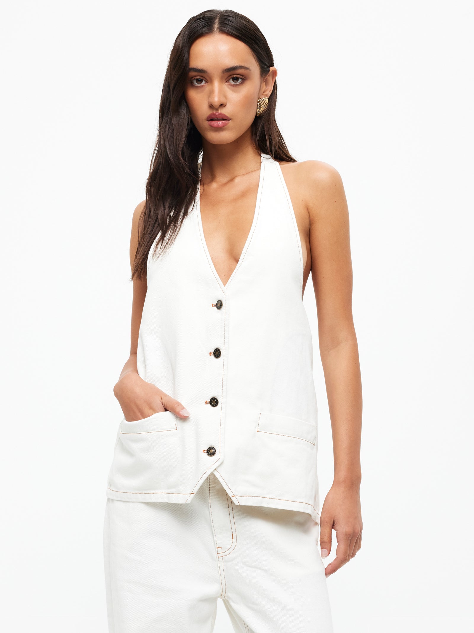 Hills Halter Shirt in Porcelain White