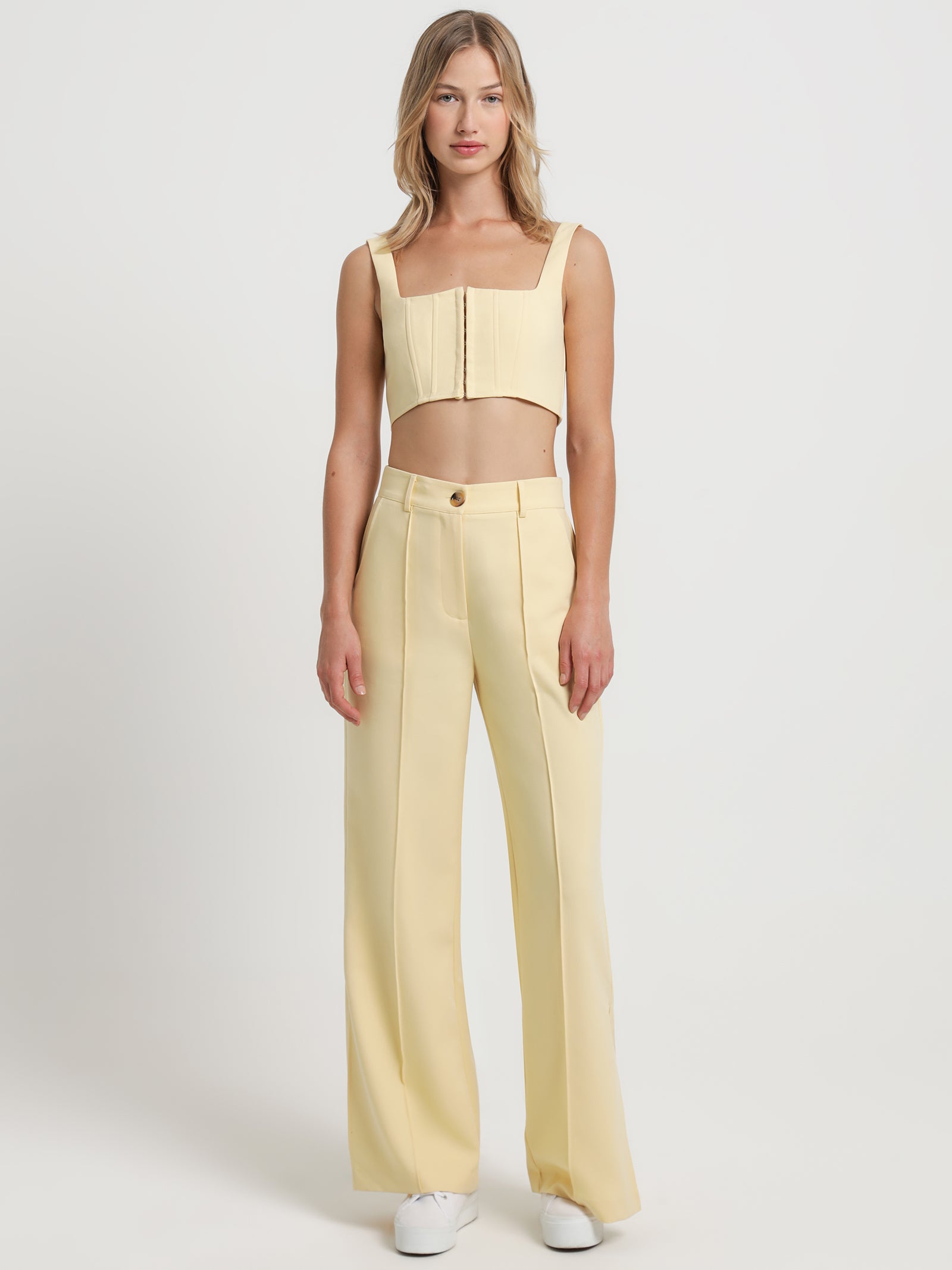 Lacey Split Pants in Buttercup