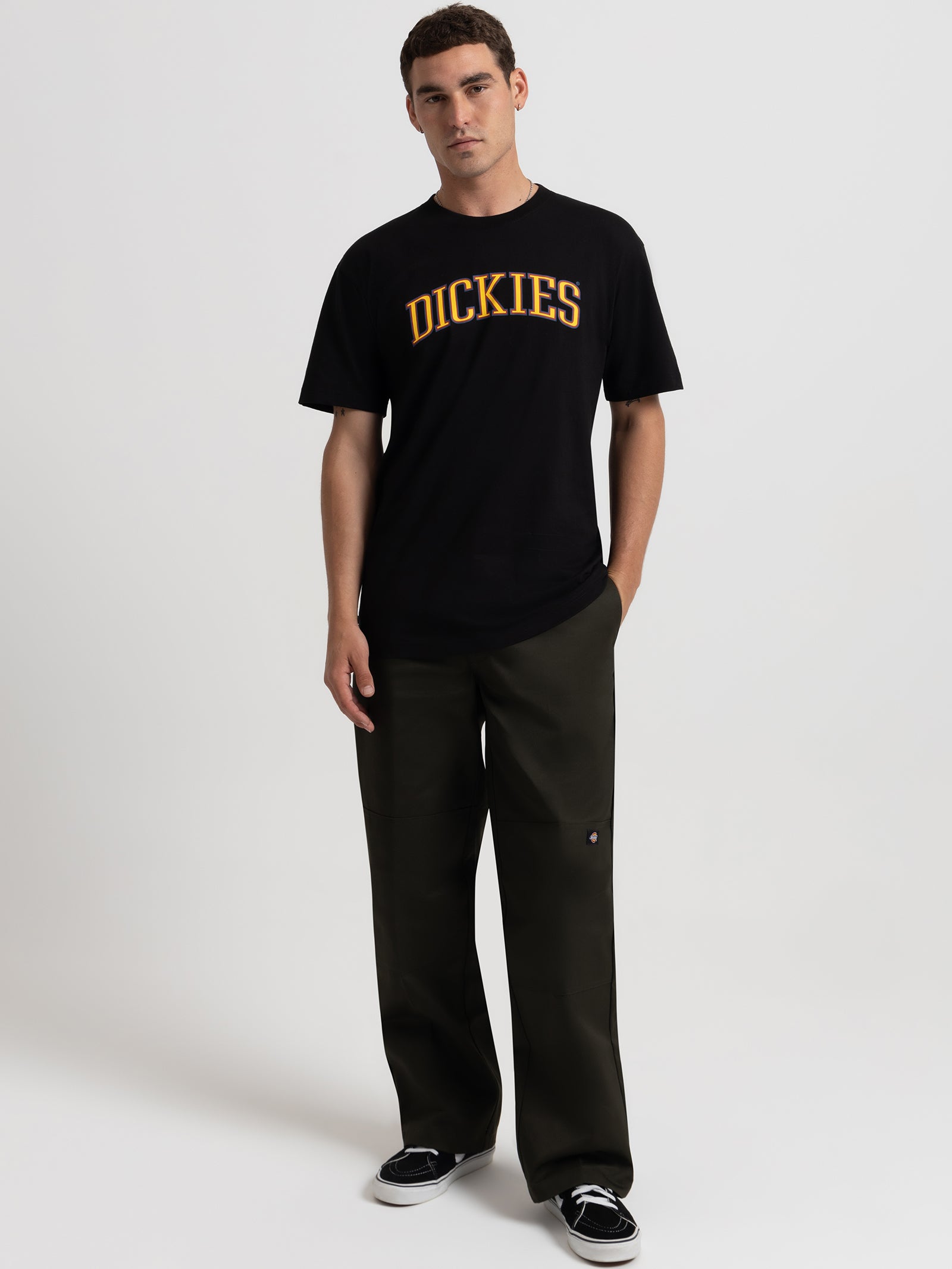 Collegiate Tri-Colour T-Shirt in Black